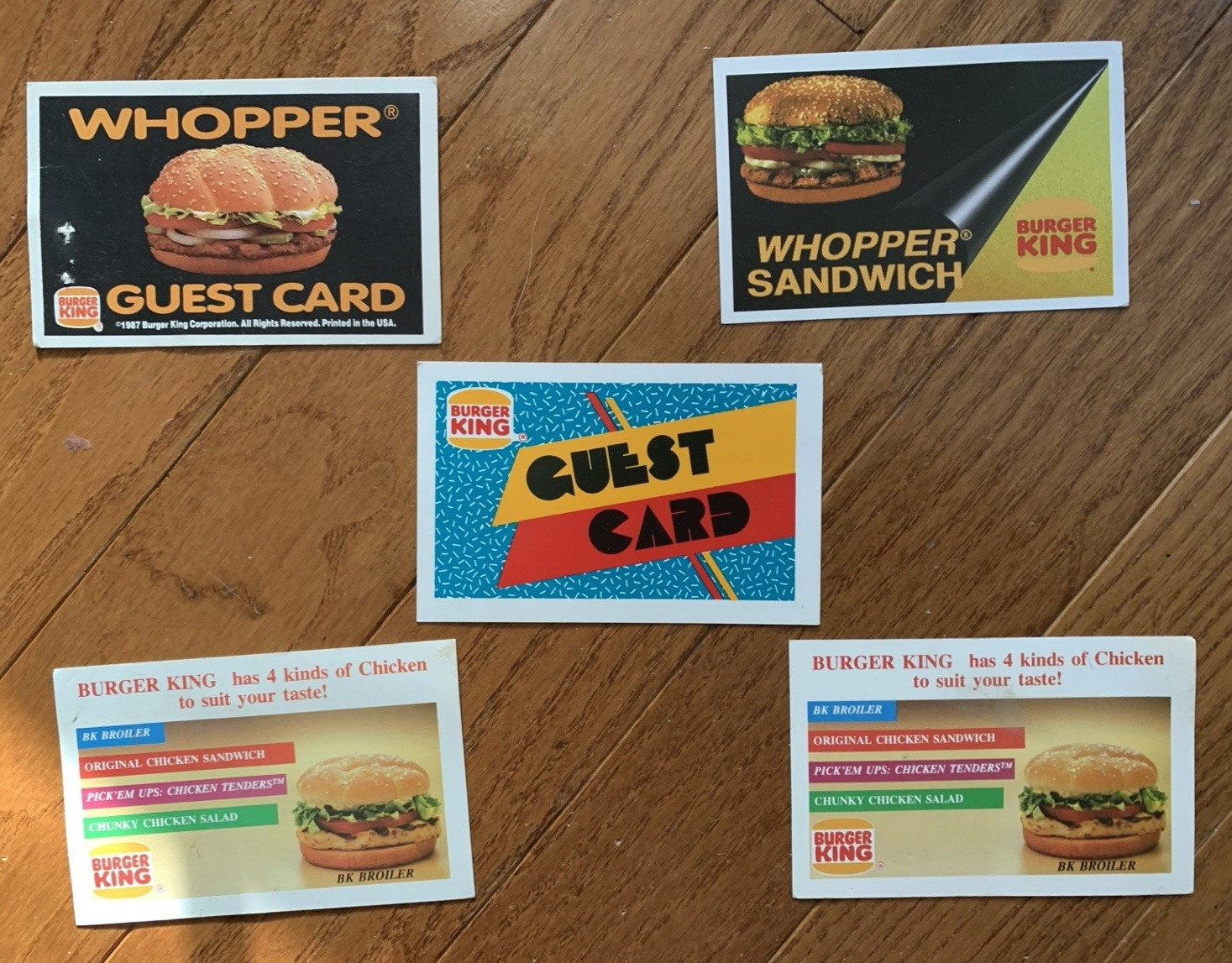 Lot of 5 Burger King Coupon Cards Expired Advertising