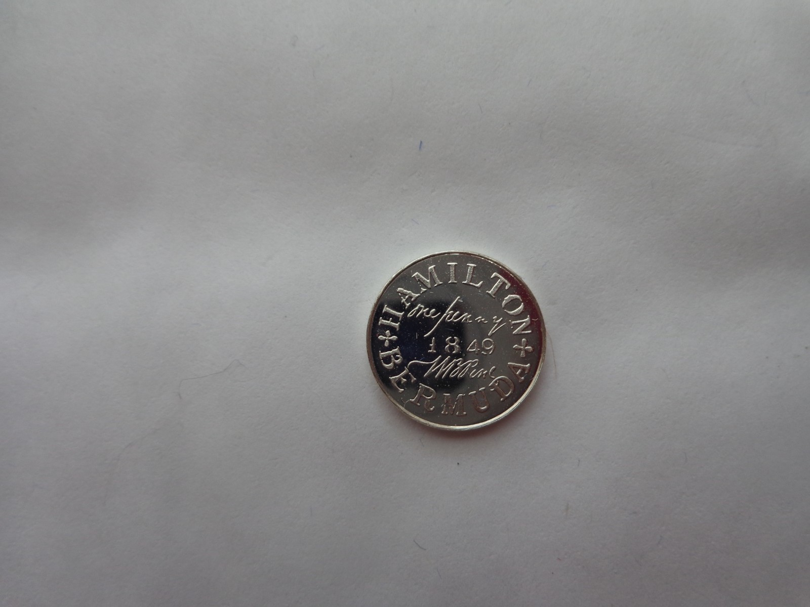 FRANKLIN MINT - BERMUDA 1848-54 STAMP - STERLING 925 SILVER PLAQUE BADGE