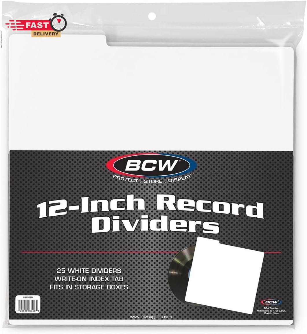 BCW 12-Inch Vinyl Record Dividers - 25 Pack | Archival Plastic for LP Storage - 