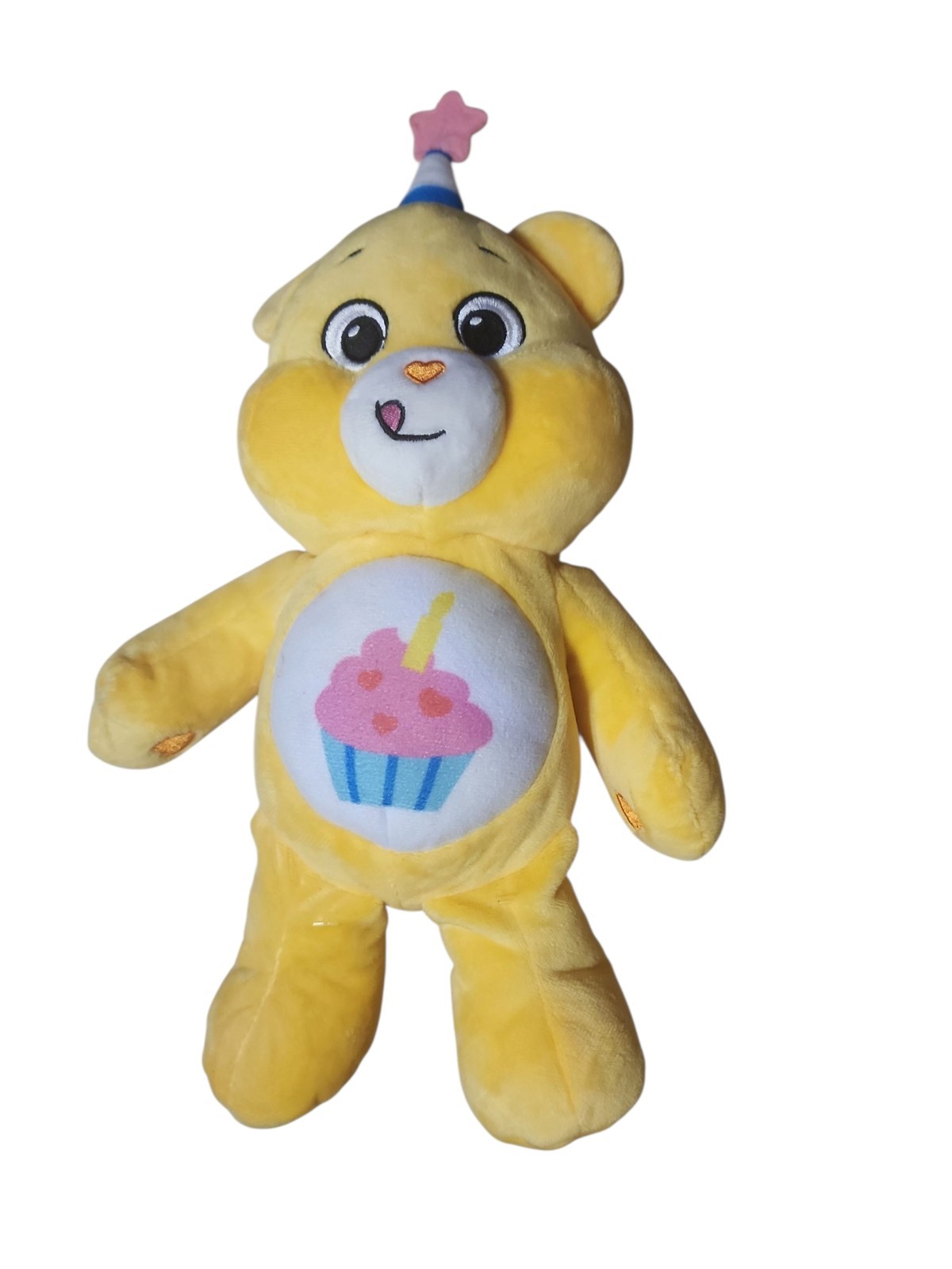 Care Bears Happy Birthday Bear Plush 10" Yellow Cupcake Party 2023 Toy Is Clean