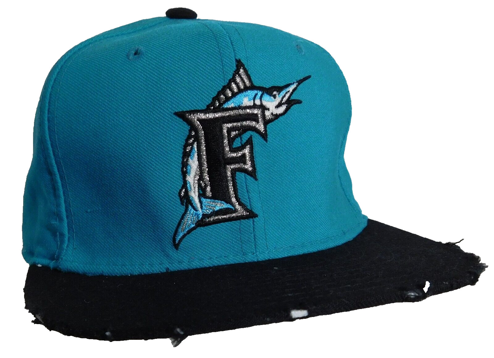 Florida Marlins Hat Youth Fitted Size 7 1/4" MLB Cap Factory Distress Wool Hat