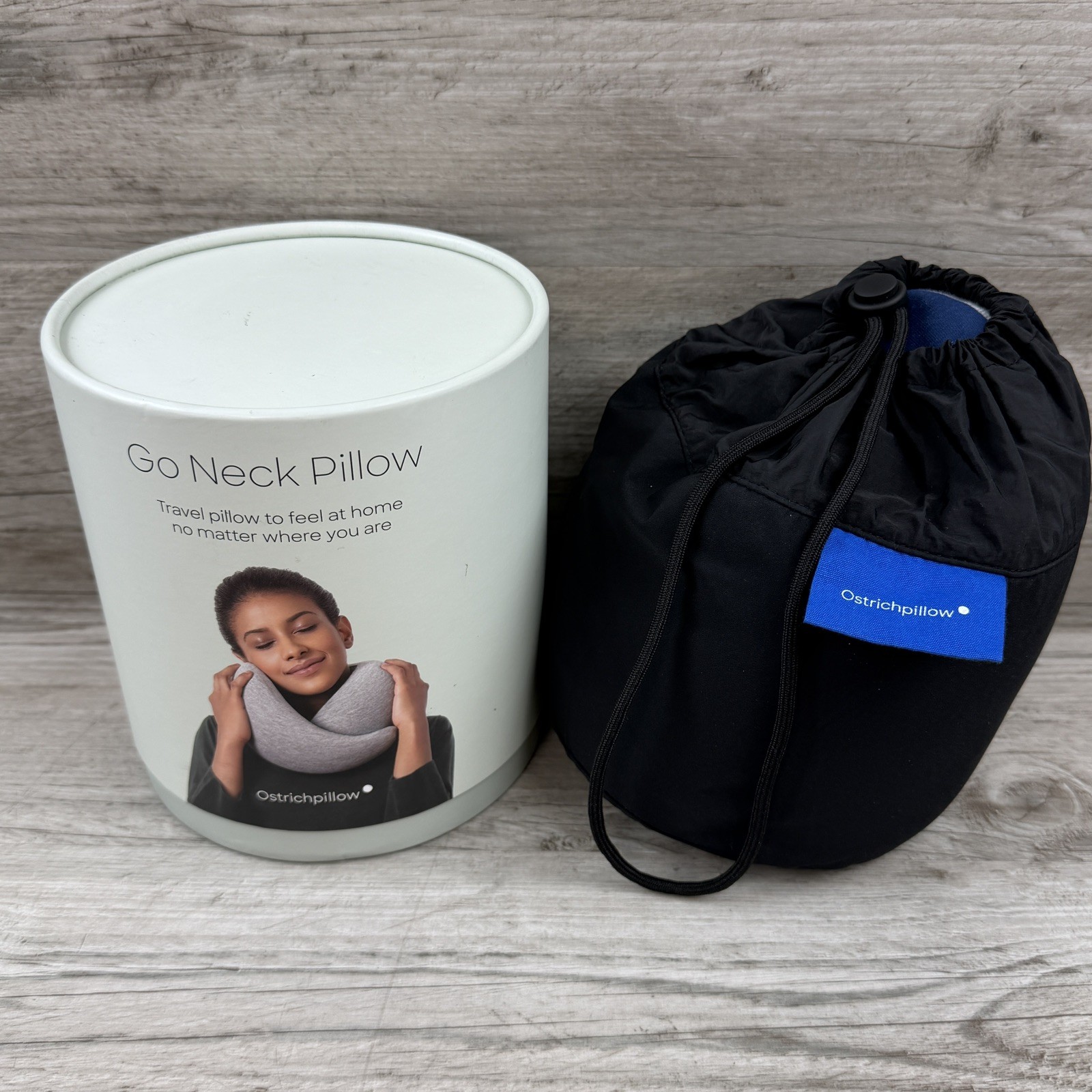 OstrichPillow Go Neck Pillow Luxury Travel Comfort, Deep Blue - New Open Box