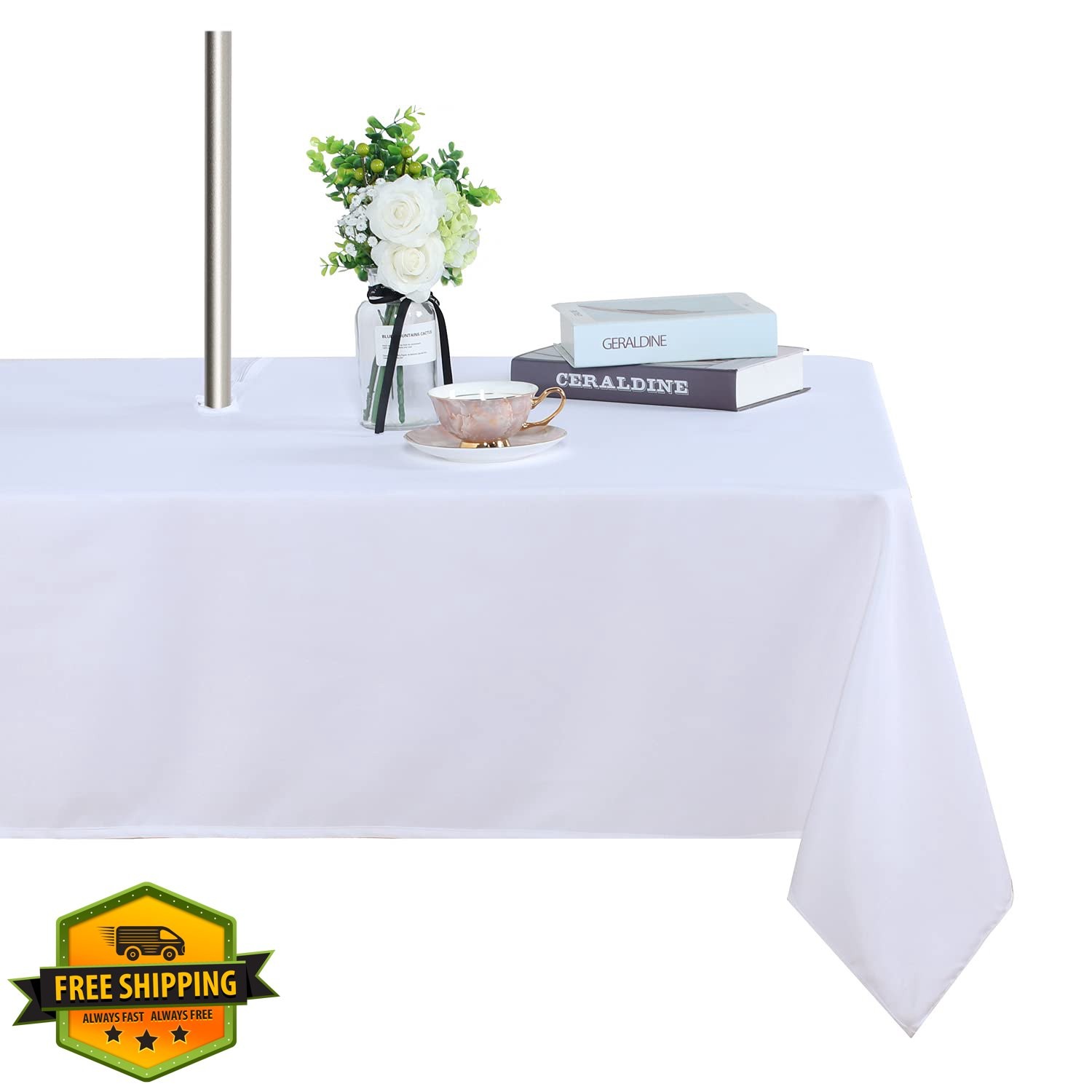 Fitable 52x70" Oblong Patio Table Cover Waterproof Zipper White