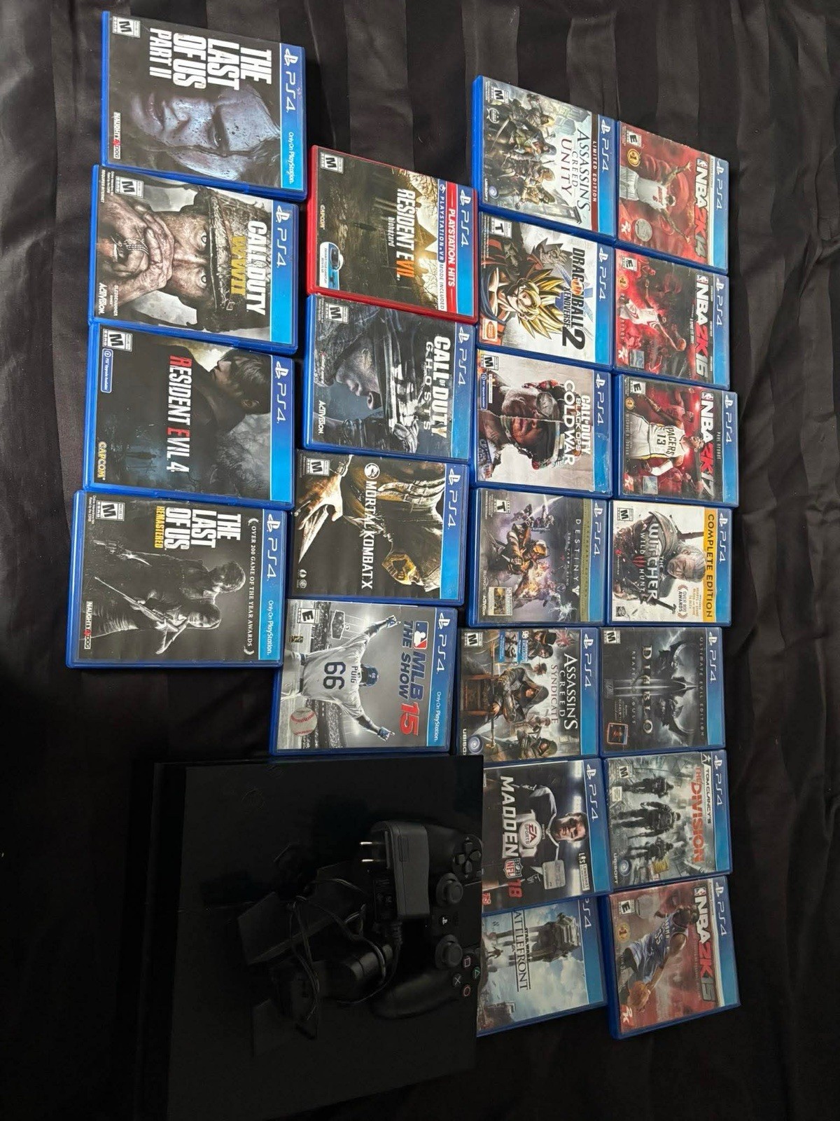 Sony PlayStation 4 Console with Controllers & PS4 Games Lot - Last of Us, NBA