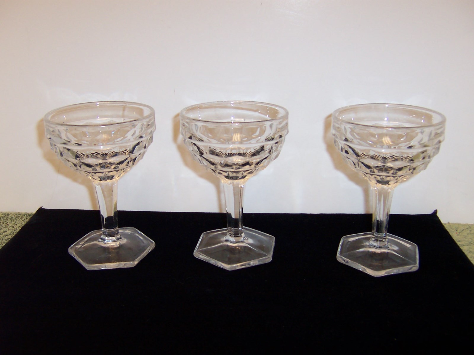 3 FOSTORIA AMERICAN pattern #031 Tall Sherbet Champagne Glass  4-7/8"