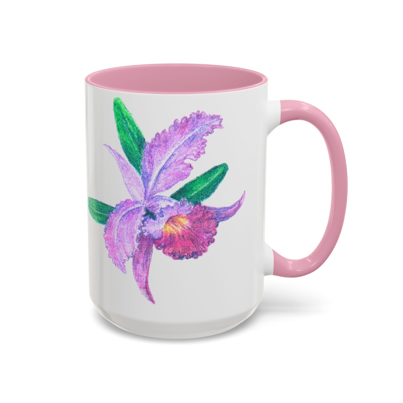 Colorful Floral Coffee Mug, Vibrant Orchid Design, Perfect Gift for Nature