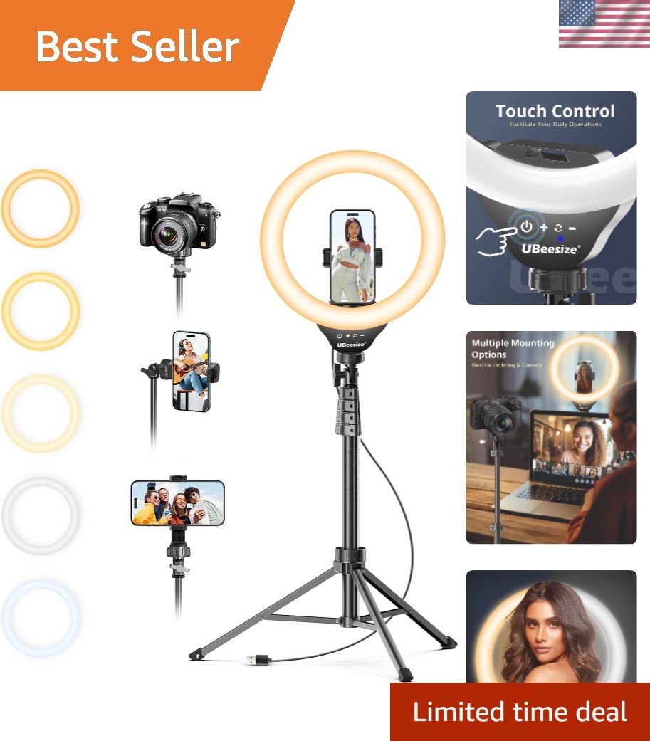 12'' Selfie Ring Light with 62'' Tripod Stand - Perfect for Video Creation