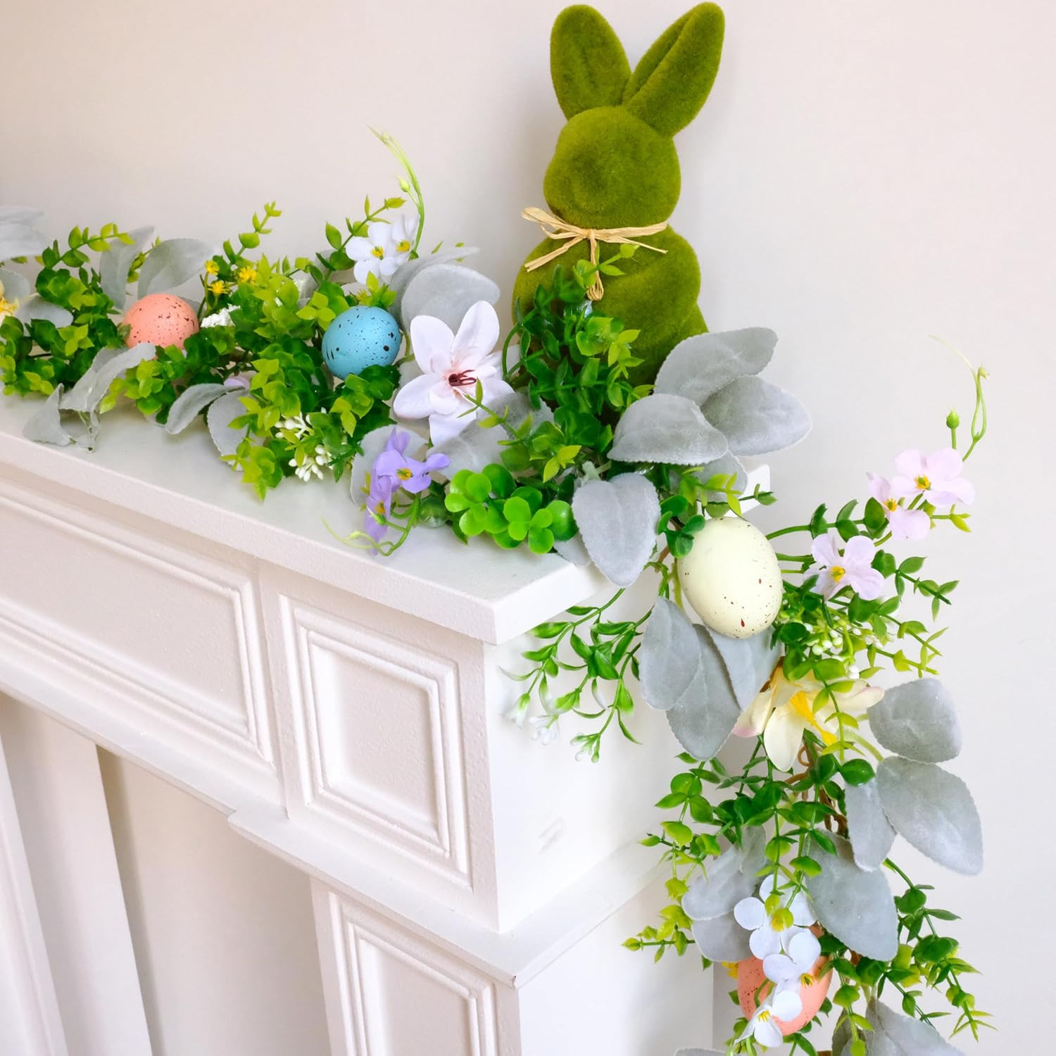 6FT Easter Garland for Mantle Spring Garland with Eggs Easter Egg Garland with L