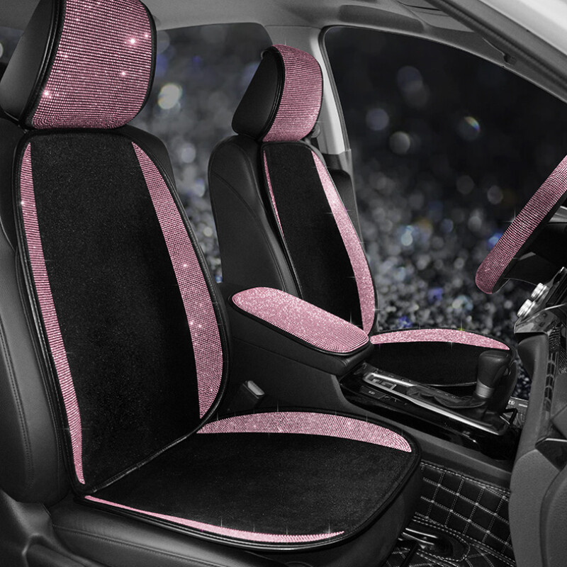 Pink Rhinestone Bling Car Seat Cushion Cystal Cover Protector Mat Interior Decor