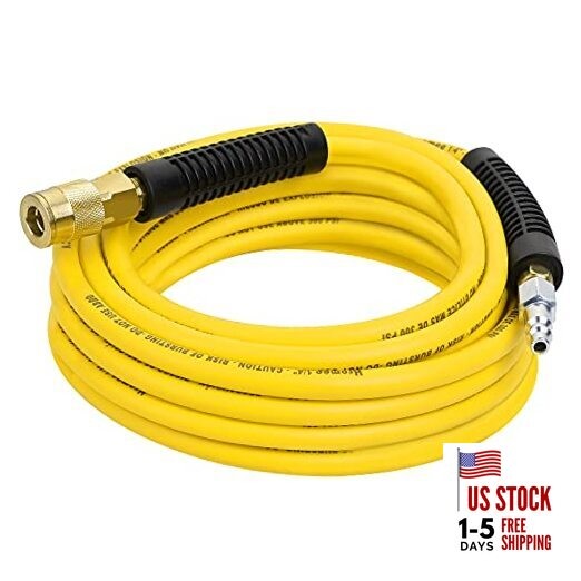  Air Compressor Hose 1/4 Inch x 25 Feet Hybrid Hose with Fittings, 1/4" 