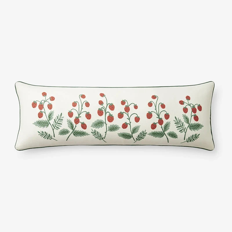 Rifle Paper Co. Strawberry Fields Decorative Lumbar Pillow Cover -14 in. x 40 in