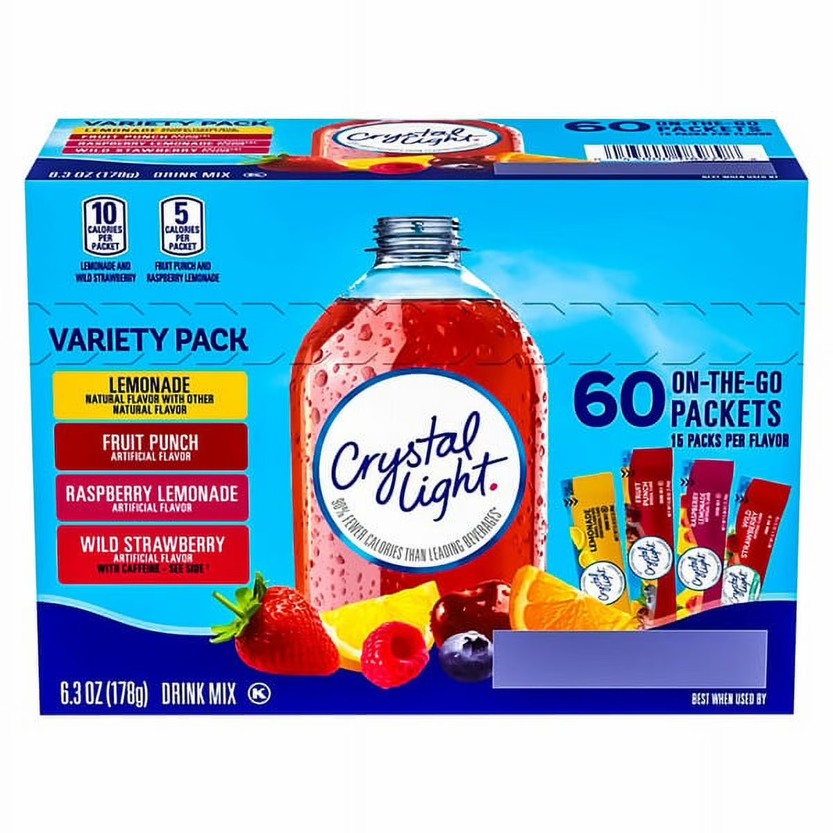 Crystal Light Drink Mix Variety Pack 60 Packets Sugar Free