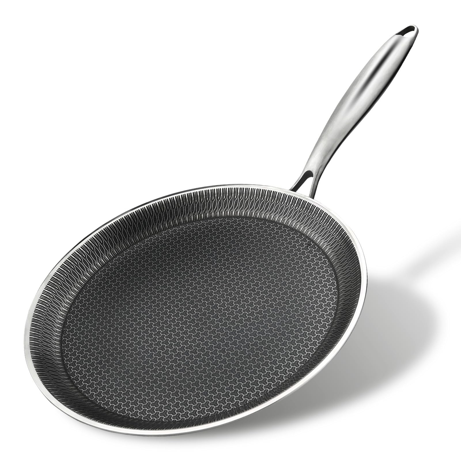 DCIGNA Nonstick Crepe Pan, 11Inch Stainless Steel Middle, Silver 