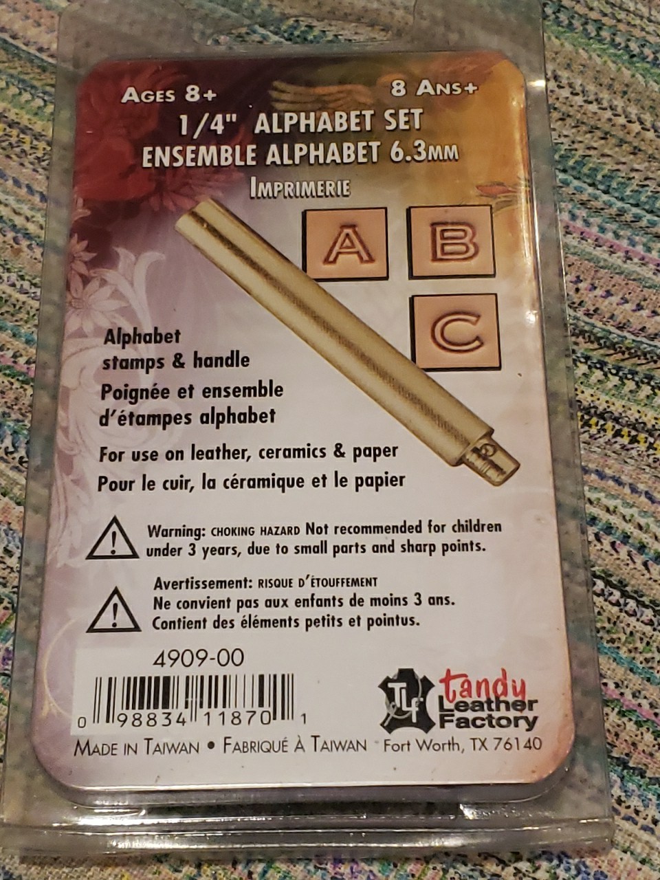 1/4 inch Tandy Alphabet Letter Stamp Set & Handle, For Leather,ceramic, & Paper