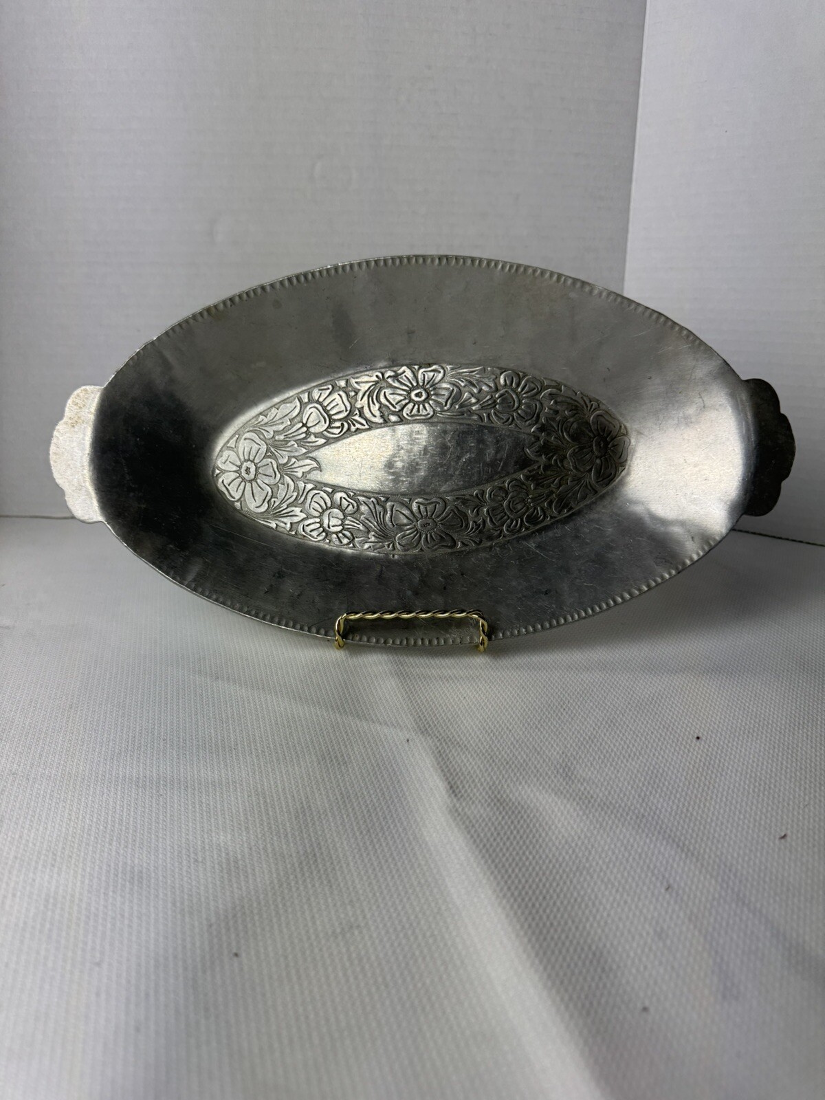 Hand Forged Steel Serving Dish With Flowers
