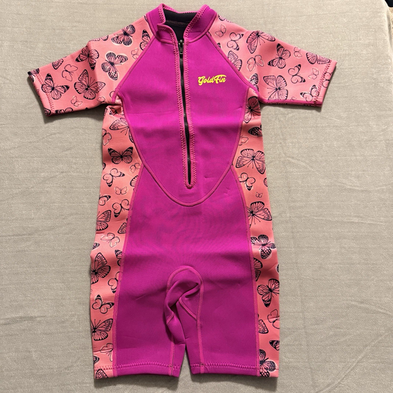 Goldfin Kids Wetsuit for Girls Size 4, Toddler Shorty Neoprene Front Zip (New)