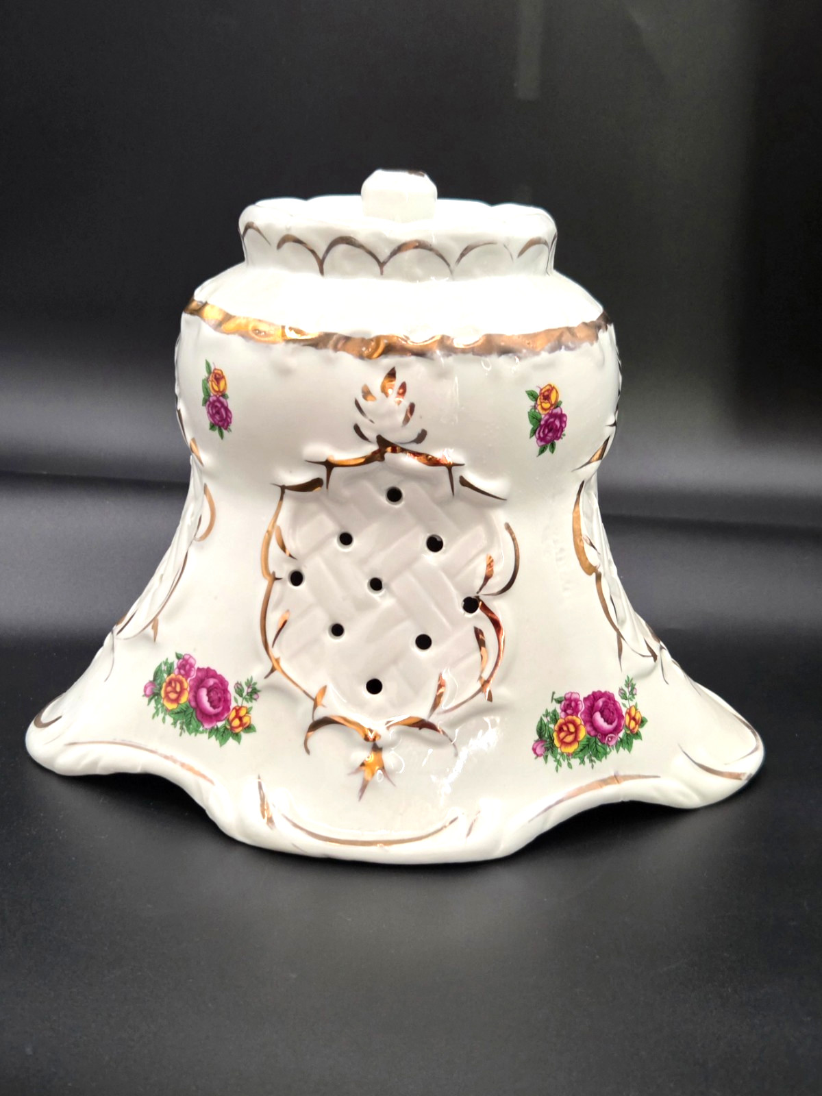 Antique ~ Porcelain Lamp Shade Dome Beautiful Design & Hand Painted