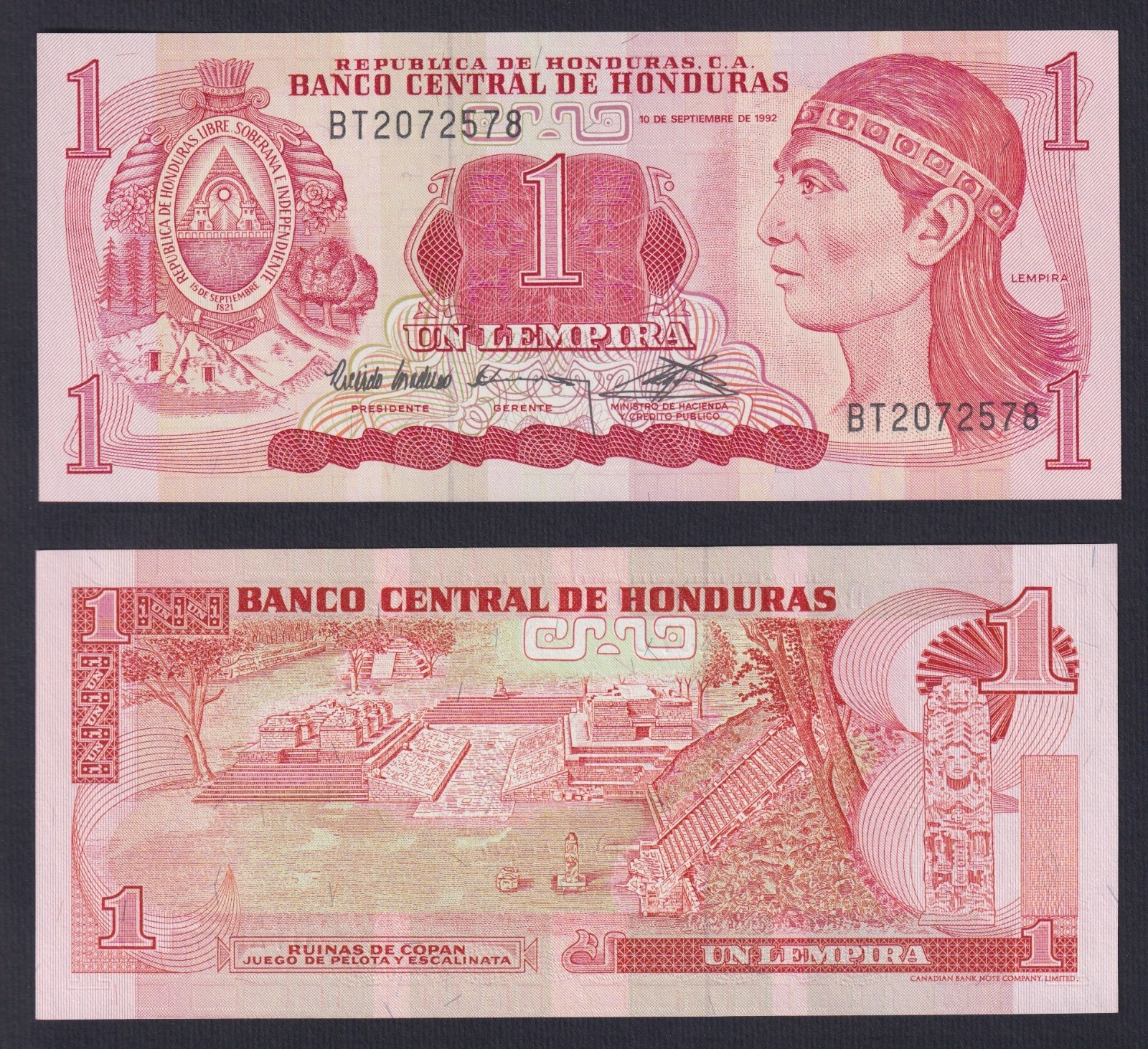 Banknote Honduras 1 Lempira 1992 P.-71 FDS/UNC