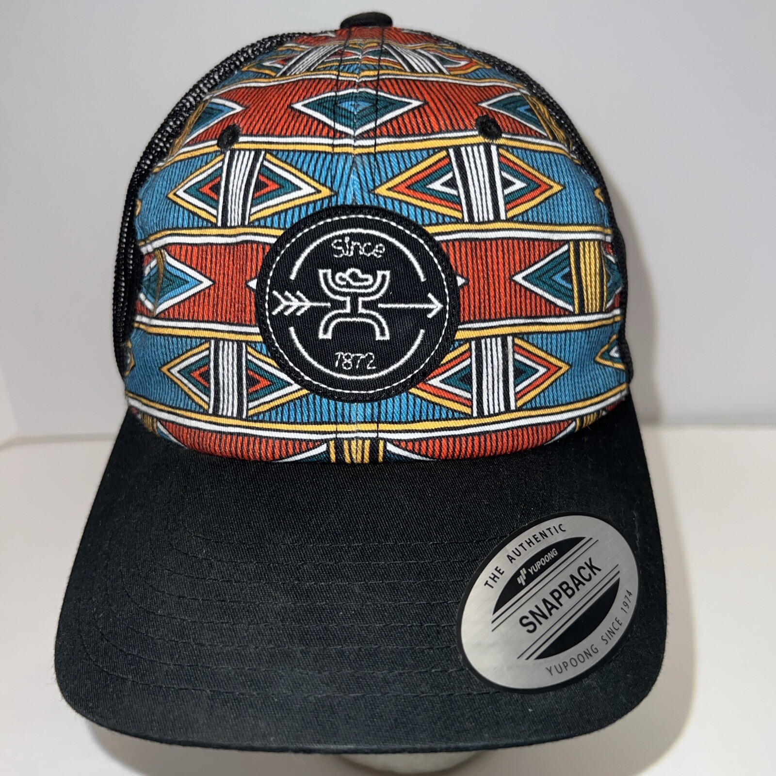 Aztec Colorful Fabric w Get Your Hooey On LogoBlack Hat Cap Snapback Yupoong