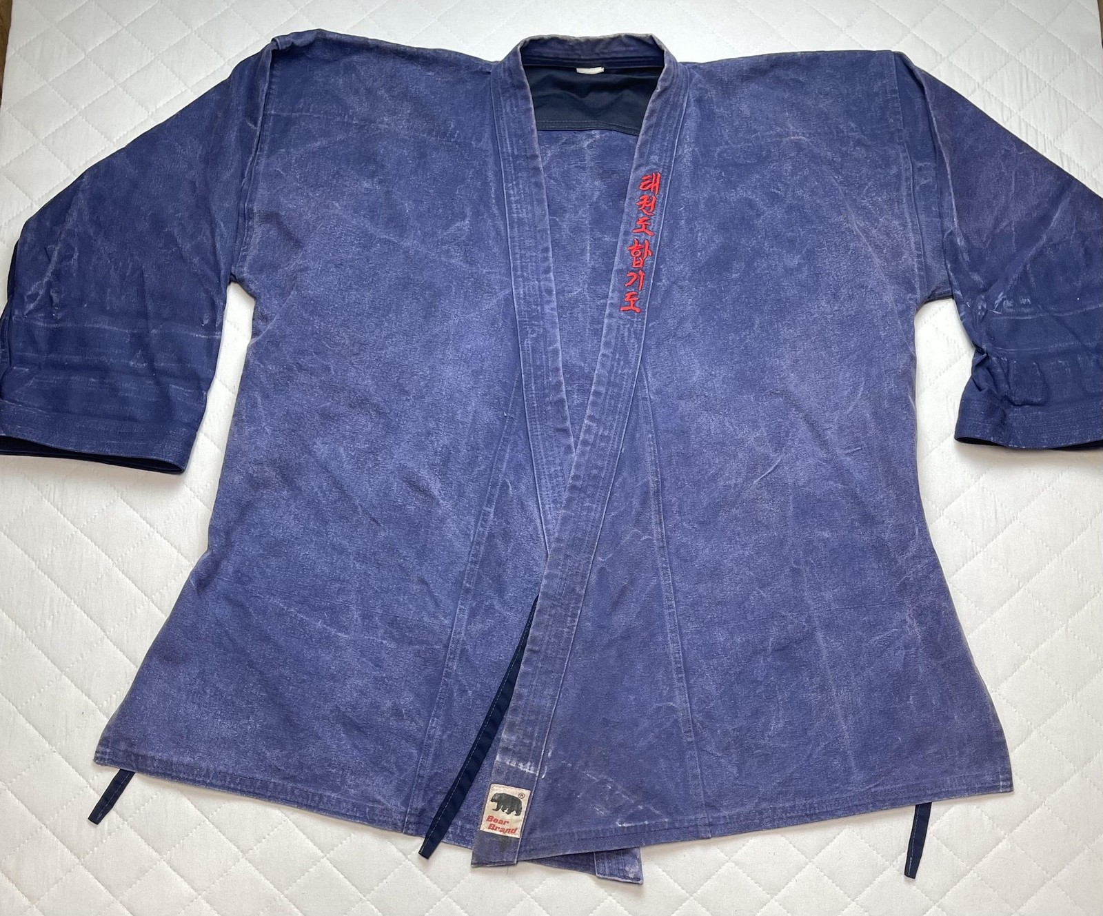 Bear Brand Tae Kwon Do Gi Jacket Mens XL Blue Martial Arts Uniform Training Top