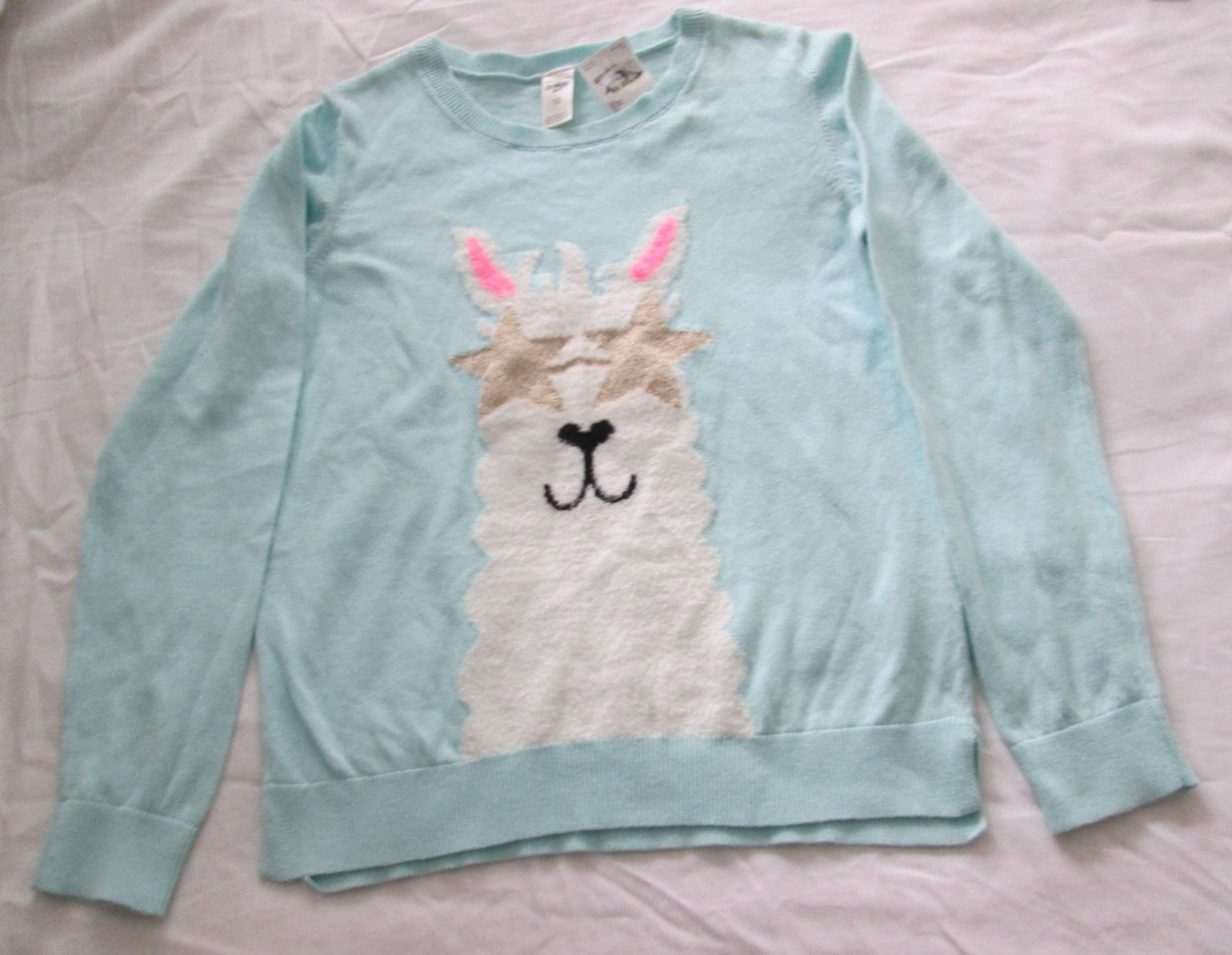 NWT OshKosh B’Gosh Size 12 Cotton BLend Blue Easter Bunny Graphic Front Sweater