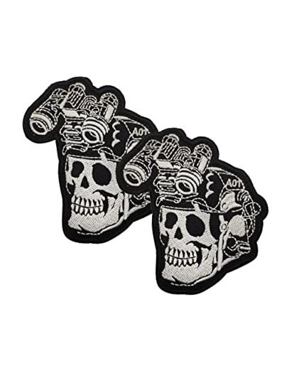 2 PCS  Skull Patches Luminous Glow in The Dark Halloween Patches Laser Skull 02