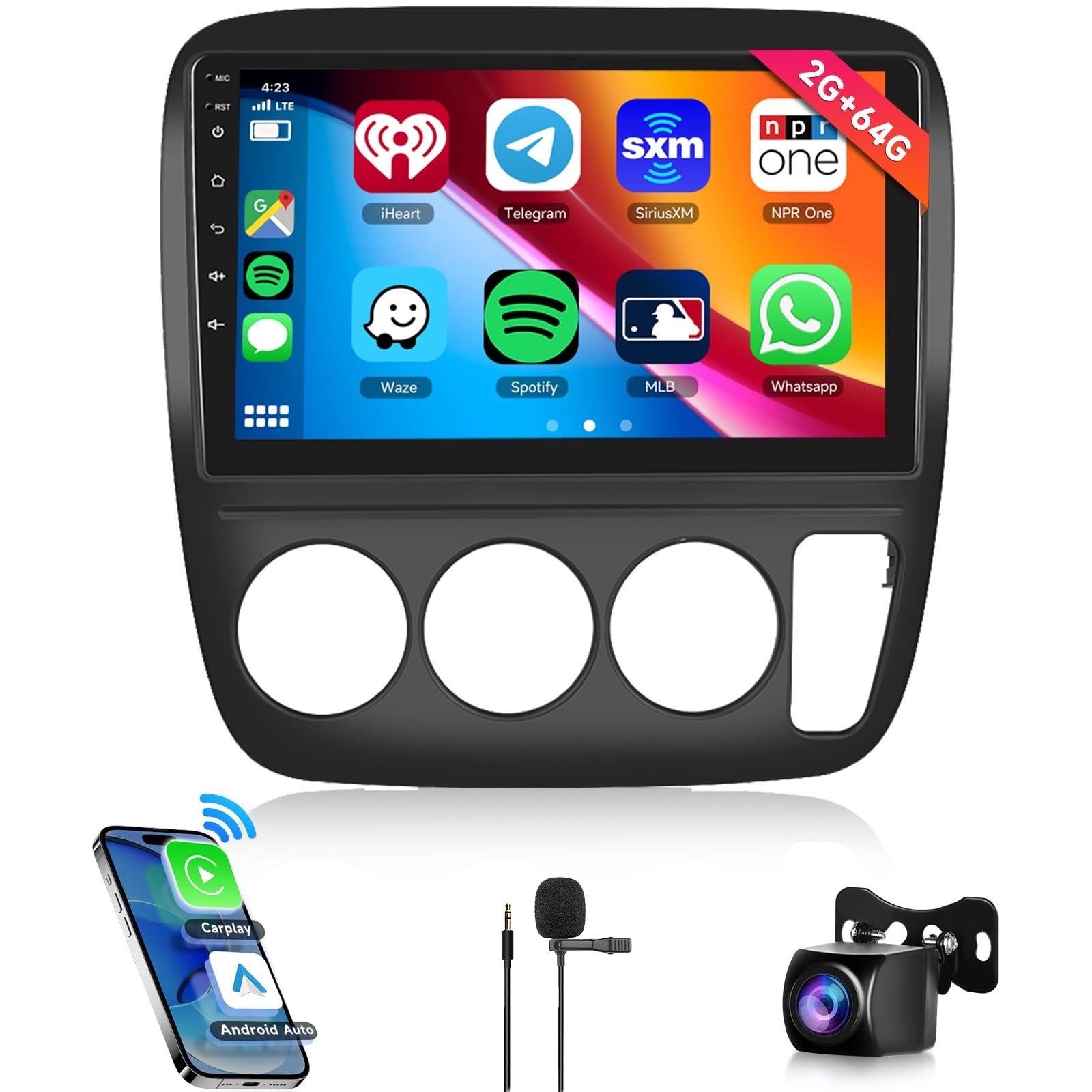 2+64G Android Car Stereo Radio for Honda CRV 1997-2001 with Wireless Carplay ...