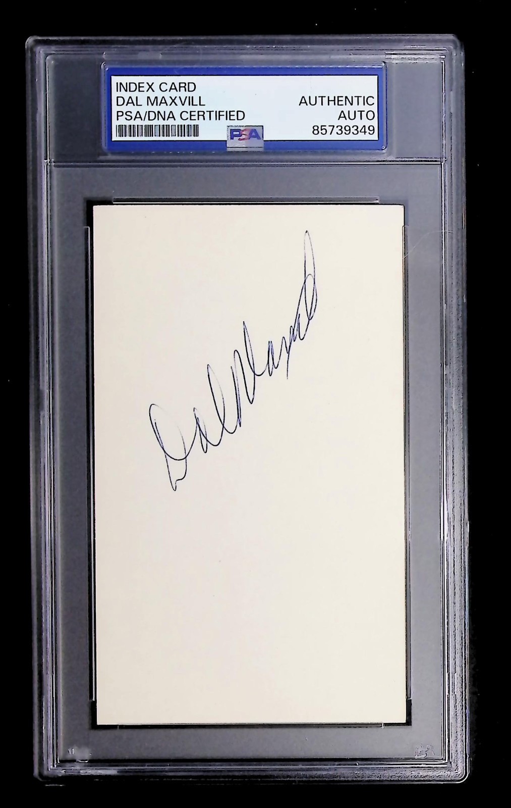 Dal Maxvill - Index Card Autograph  - PSA Tallboy Holder - 85739349