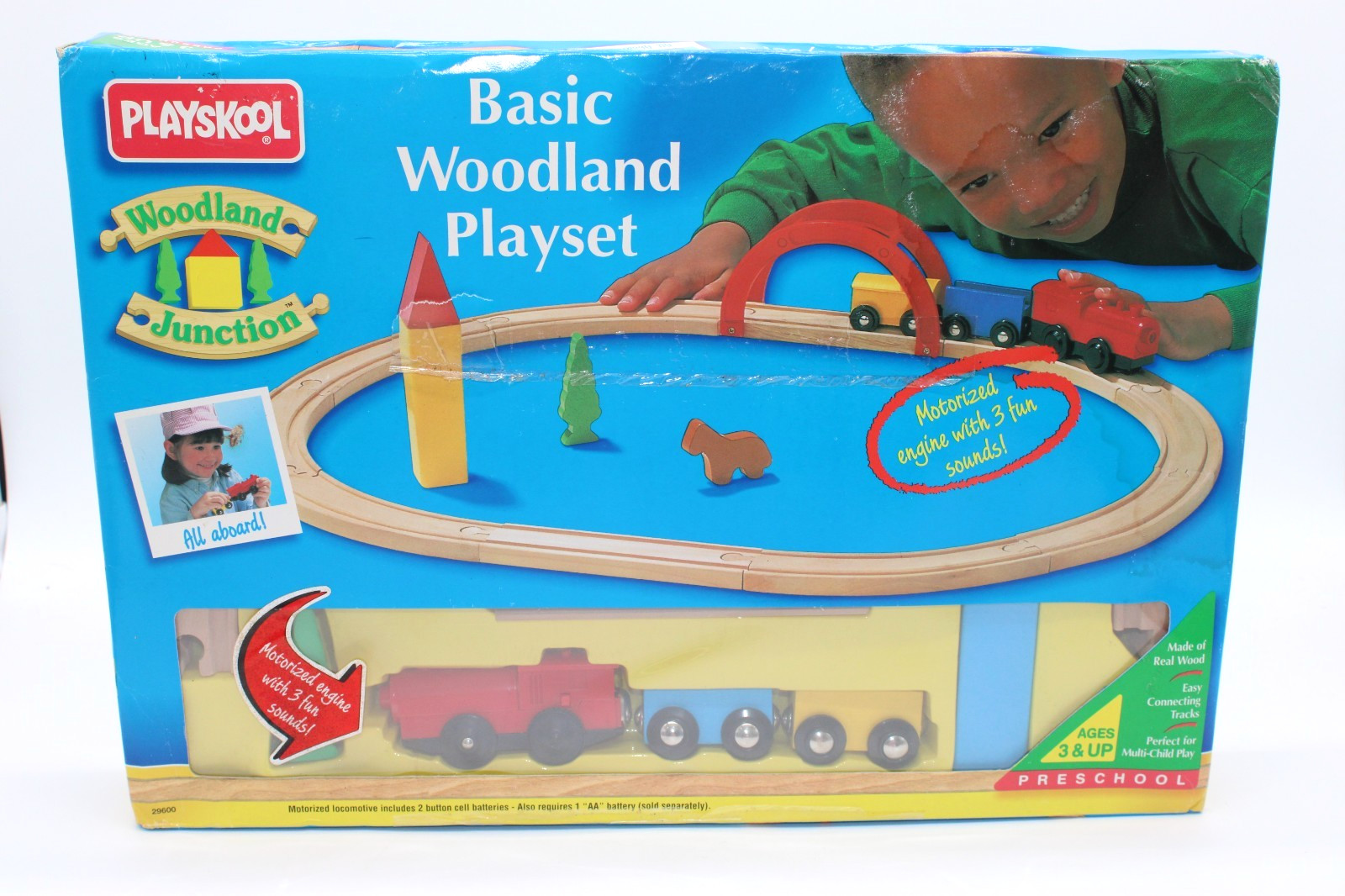 1996 Playskool Basic Woodland Junction Train Playset Wood SEALED Sound Motorized
