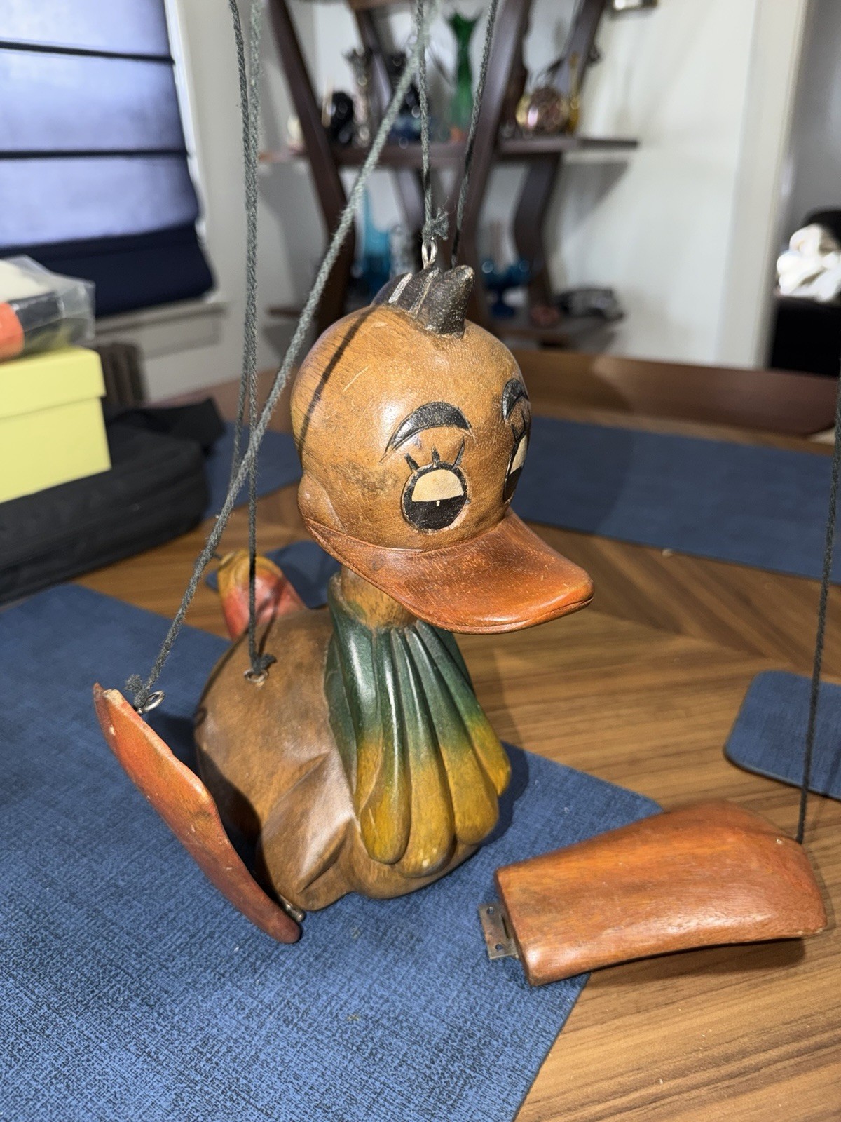RARE Vintage Alfred J Kwak Wooden Duck Marionette Puppet Doll