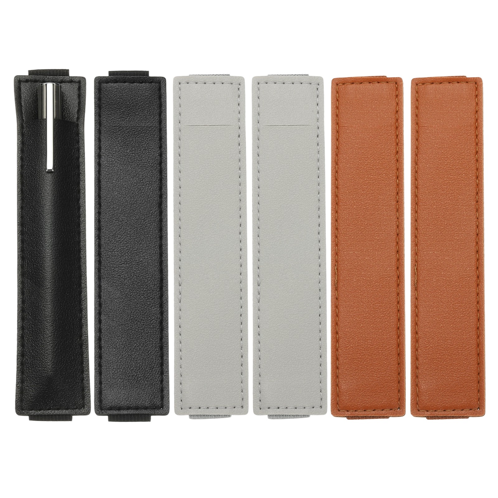 6 Elastic Pen Holders, Contains 1 Pen, Black/Grey/Brown