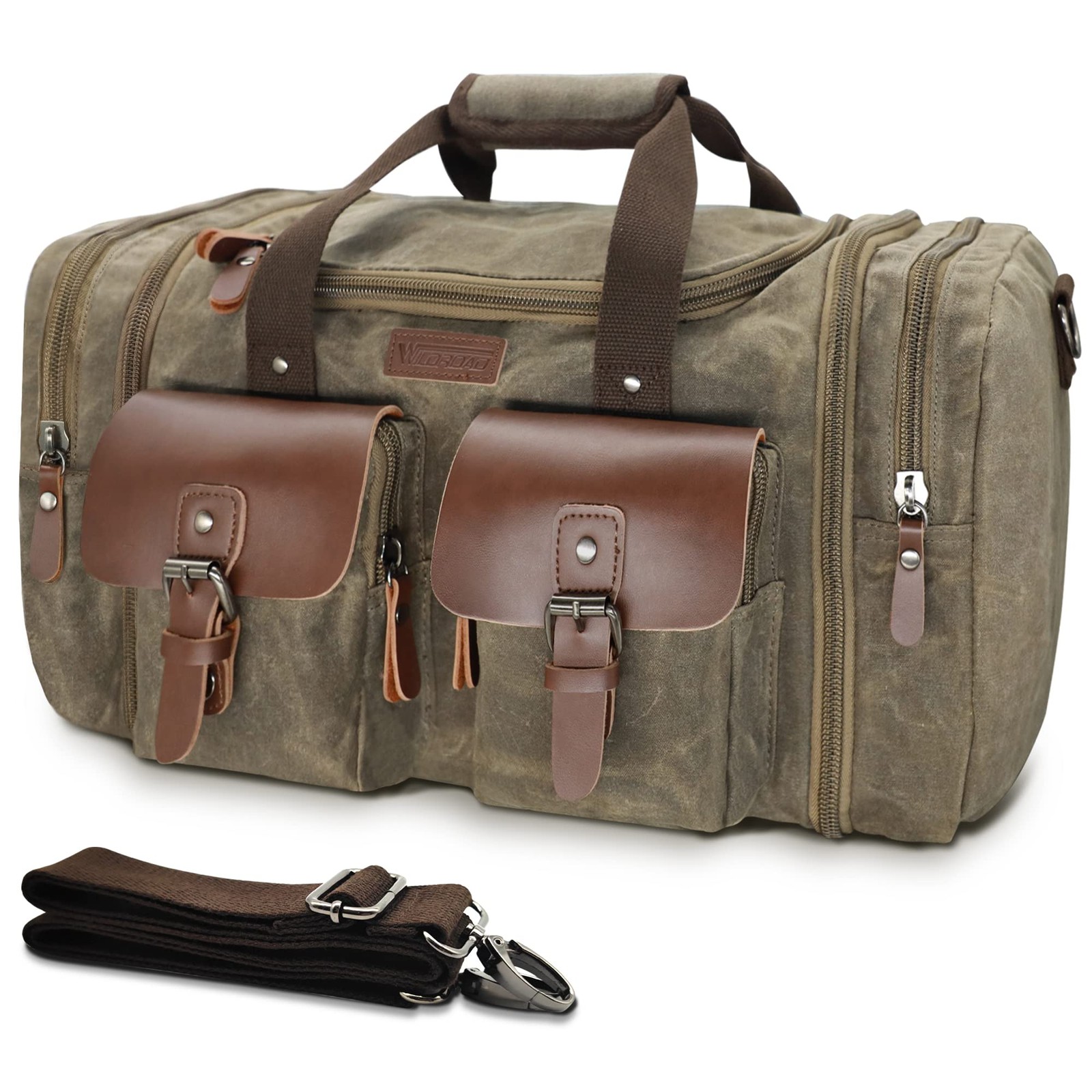 Wildroad Waxed Canvas Duffle Bag - 50L Large-50L Bag, Vintage Grey 