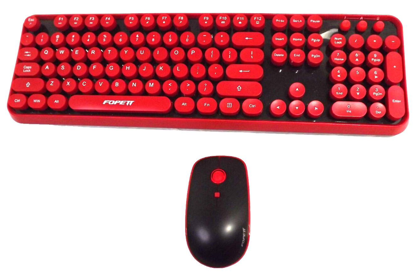 FOPEIT Wirerless Keyboard  & Mouse Red/Black Mod V2020 Tested & Works