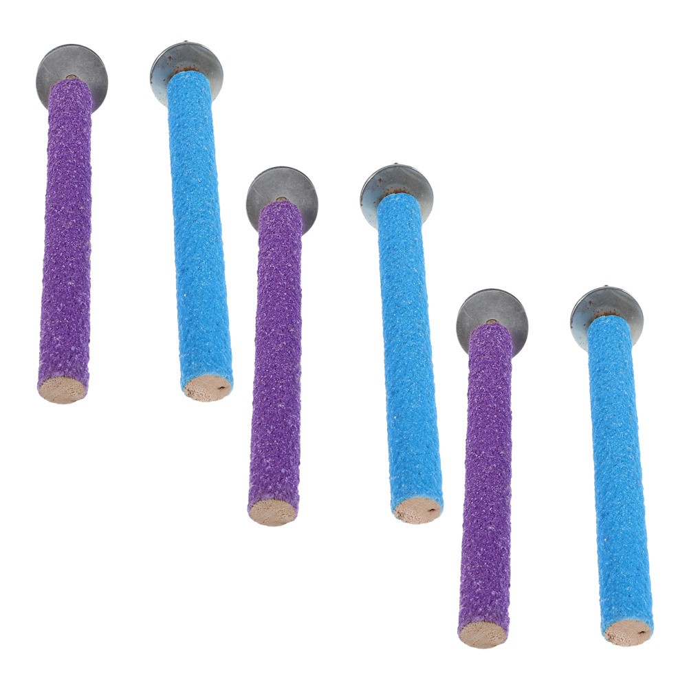  6pcs Parrot Perch Stand: Sanding Stand Platform - Nail Grinding Claw Stick -