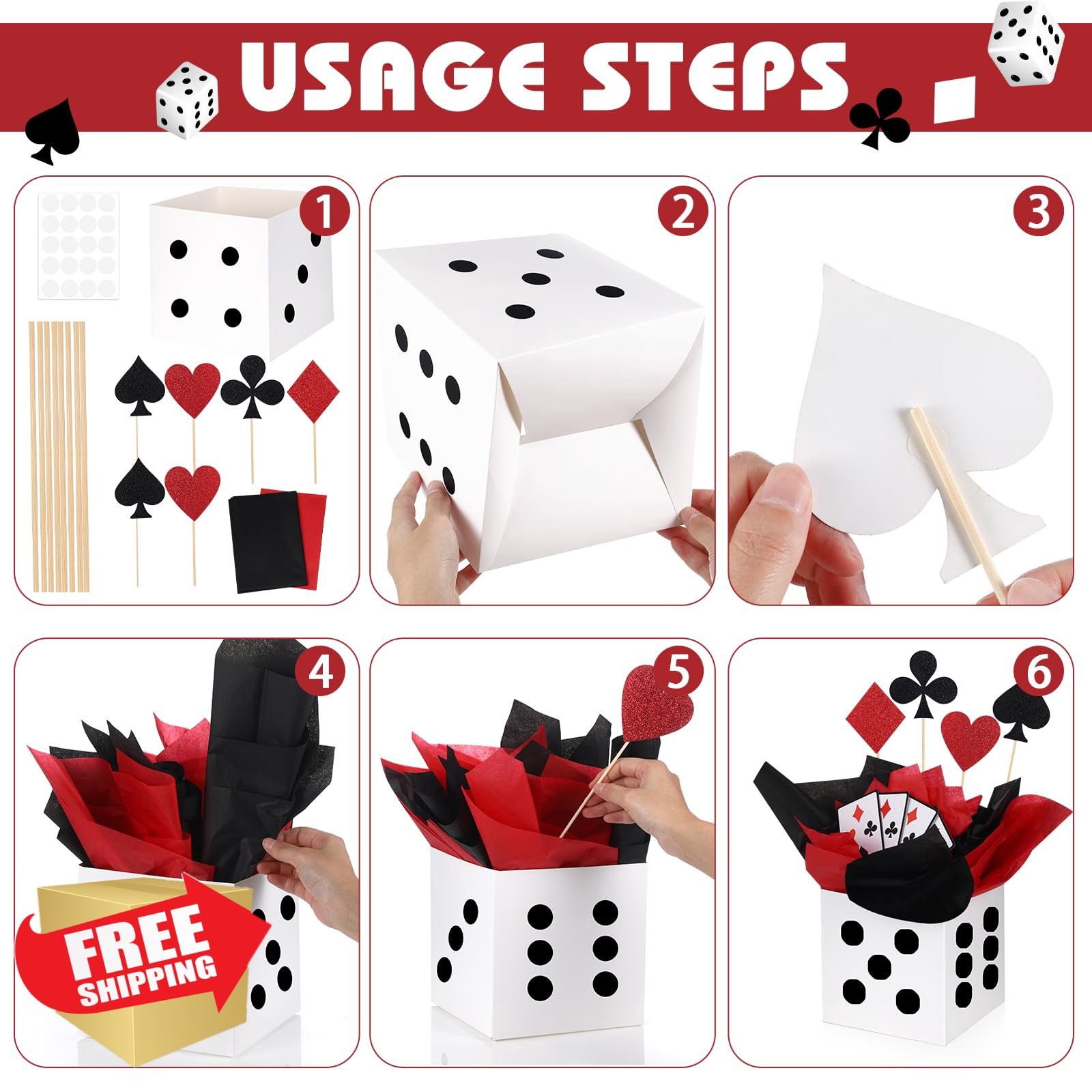 WinnerWhy 16pc Casino Night Table Centerpieces Dice Poker Decor