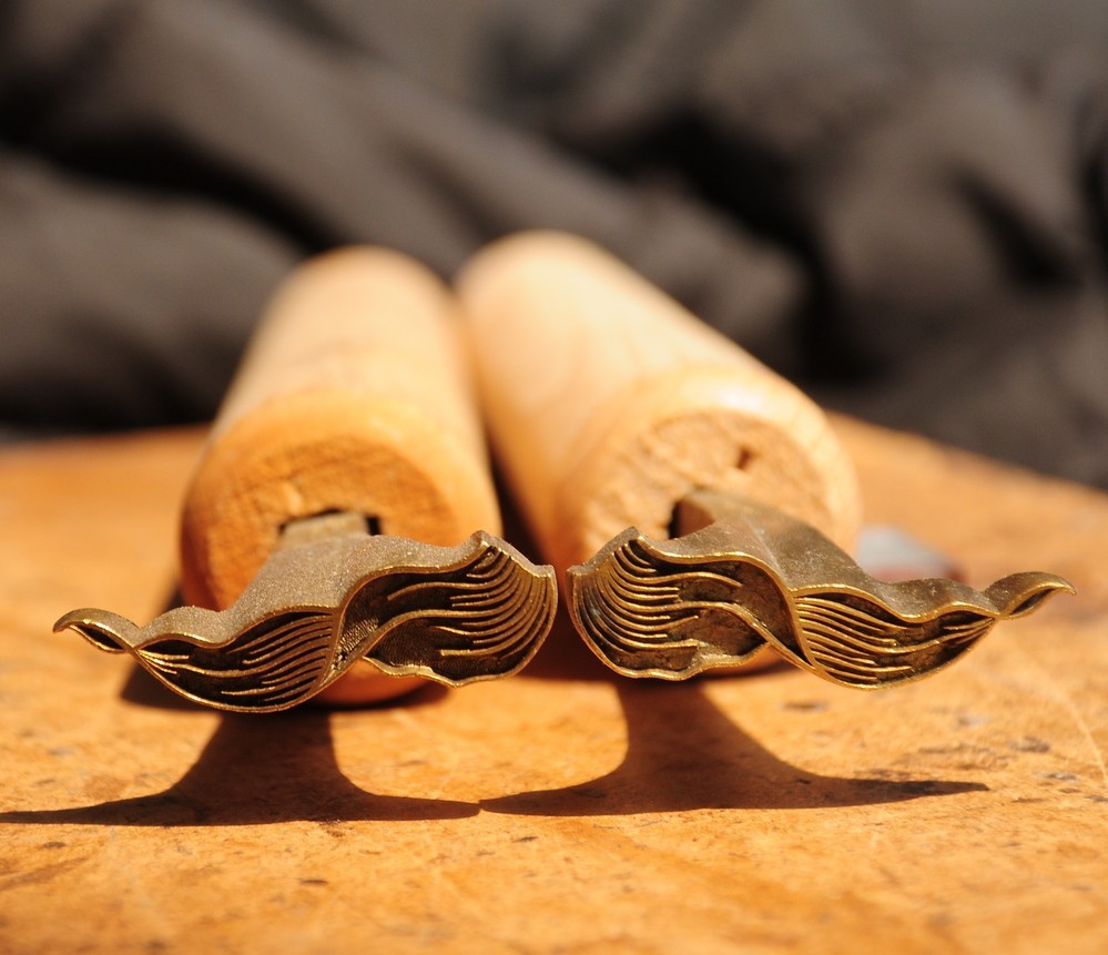 2x Brass Bookbinder Stamp Hand Tool finishing leather embossing bookbinding old