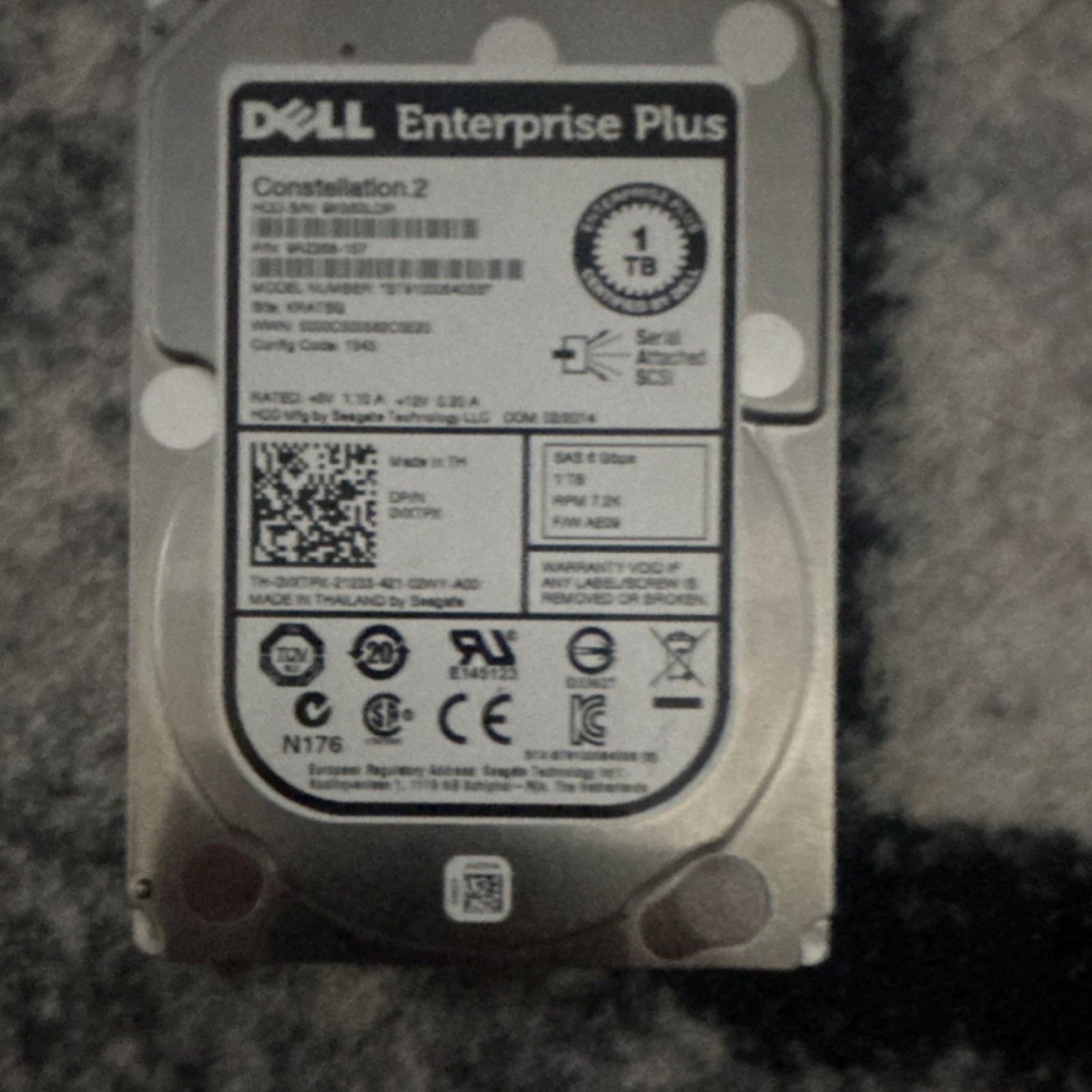 Dell Enterprise Plus Constellation.2 1TB SAS 6Gbps 3.5" 7200RPM Internal HDD