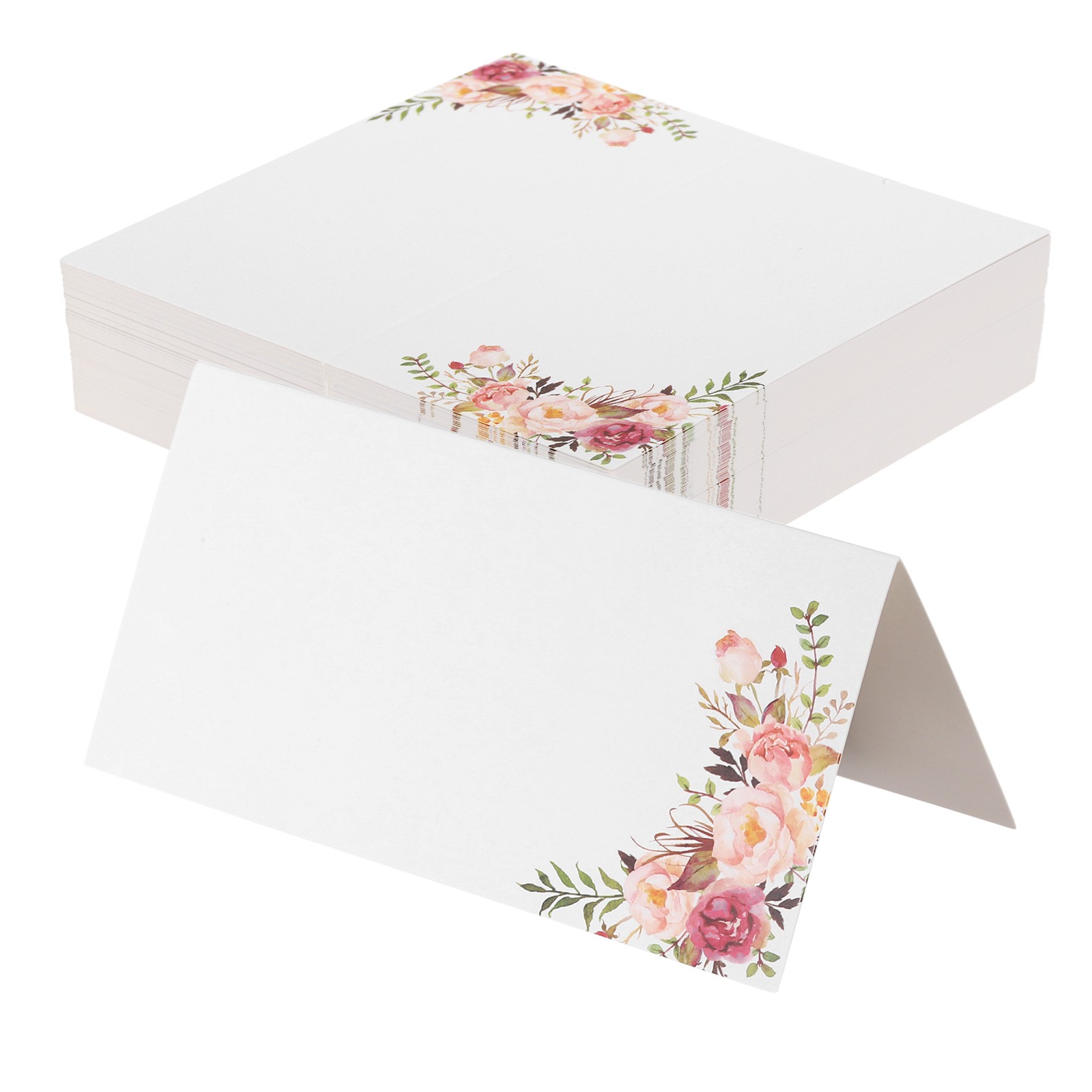 100pcs Place Cards, Printable Place Name Cards, Single Flower Pattern