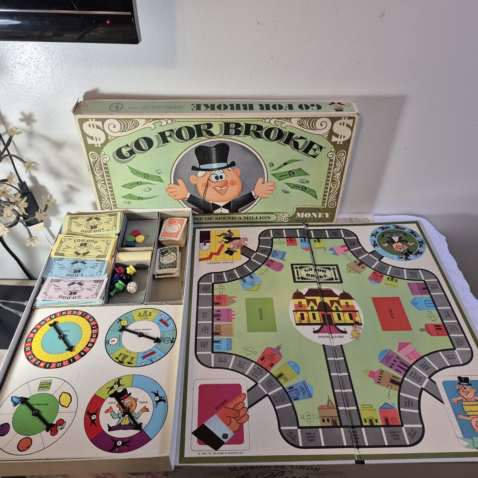 GO FOR BROKE Board Game By Selchow & Righter 1965 VTG USA *READ*