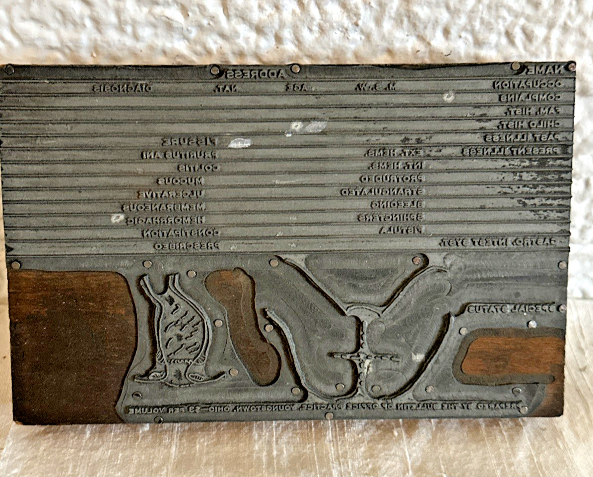 Vintage Letterpress Printing Block PATIENT INFORMATION DR. OFFICE