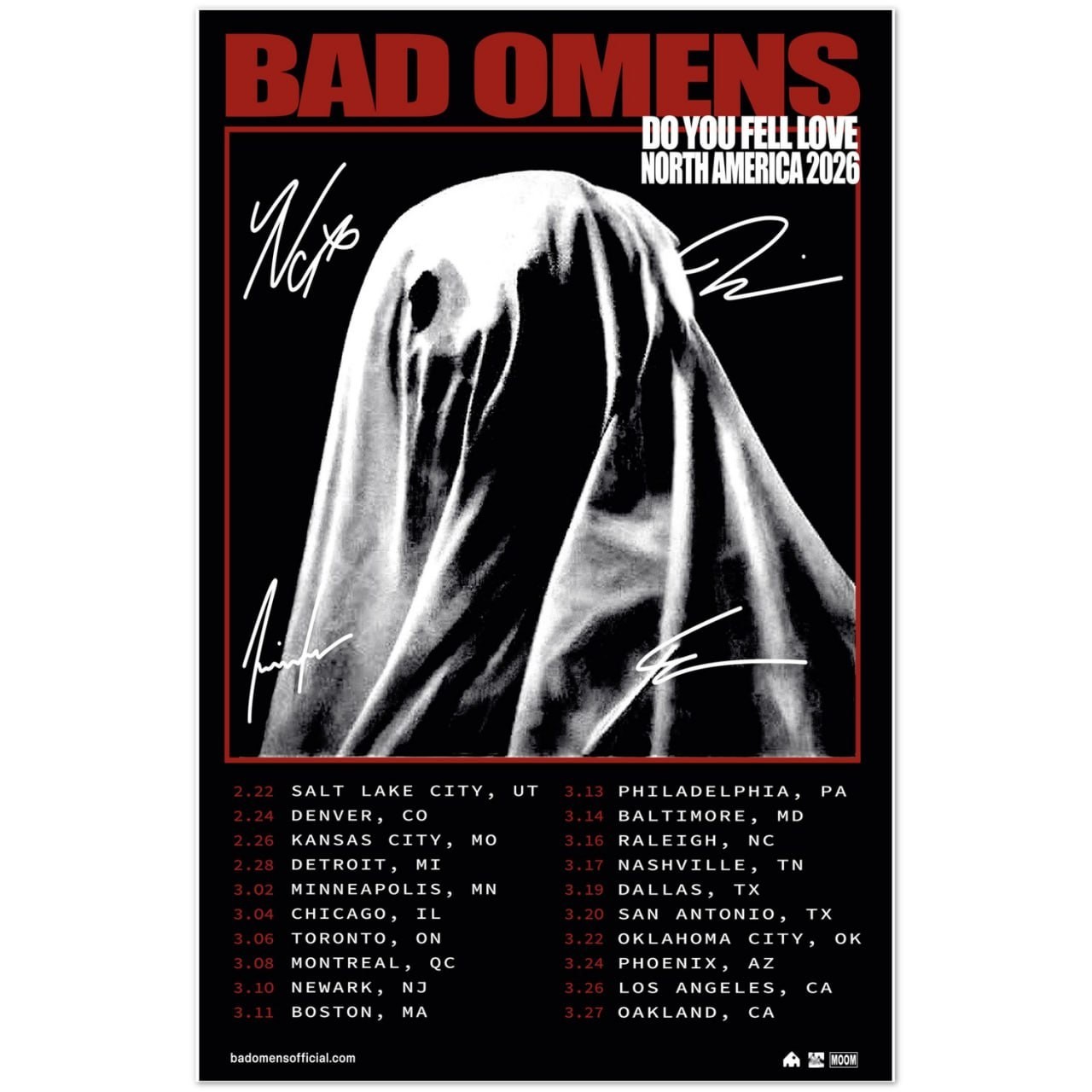 Bad Omens Do You Feel Love North America Tour 2026 Concert Poster
