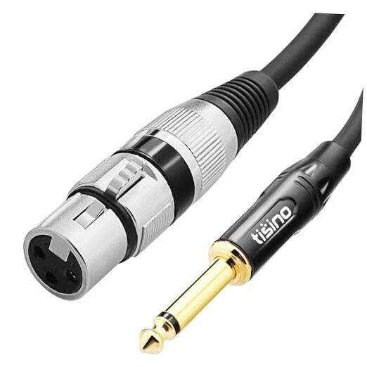  Female XLR to 1/4 (6.35mm) TS Mono Jack Unbalanced Microphone Cable 10 feet