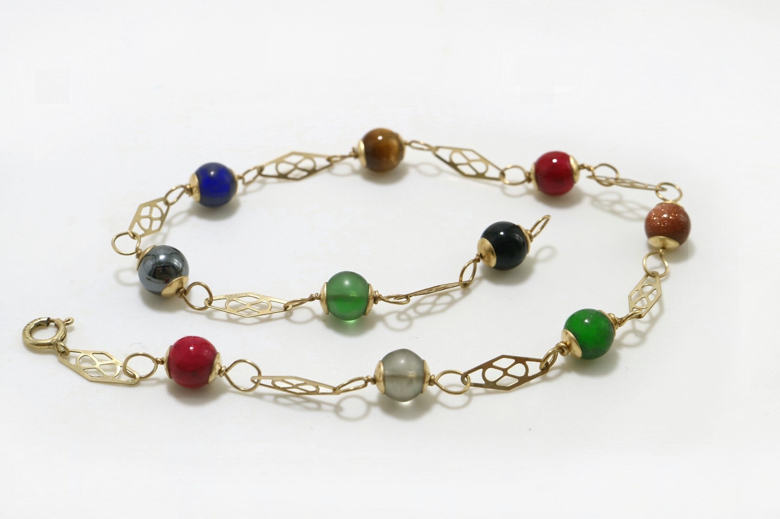 Vintage multi color stone  9 to 13" length Crafted 1/20 14K Gold Filled