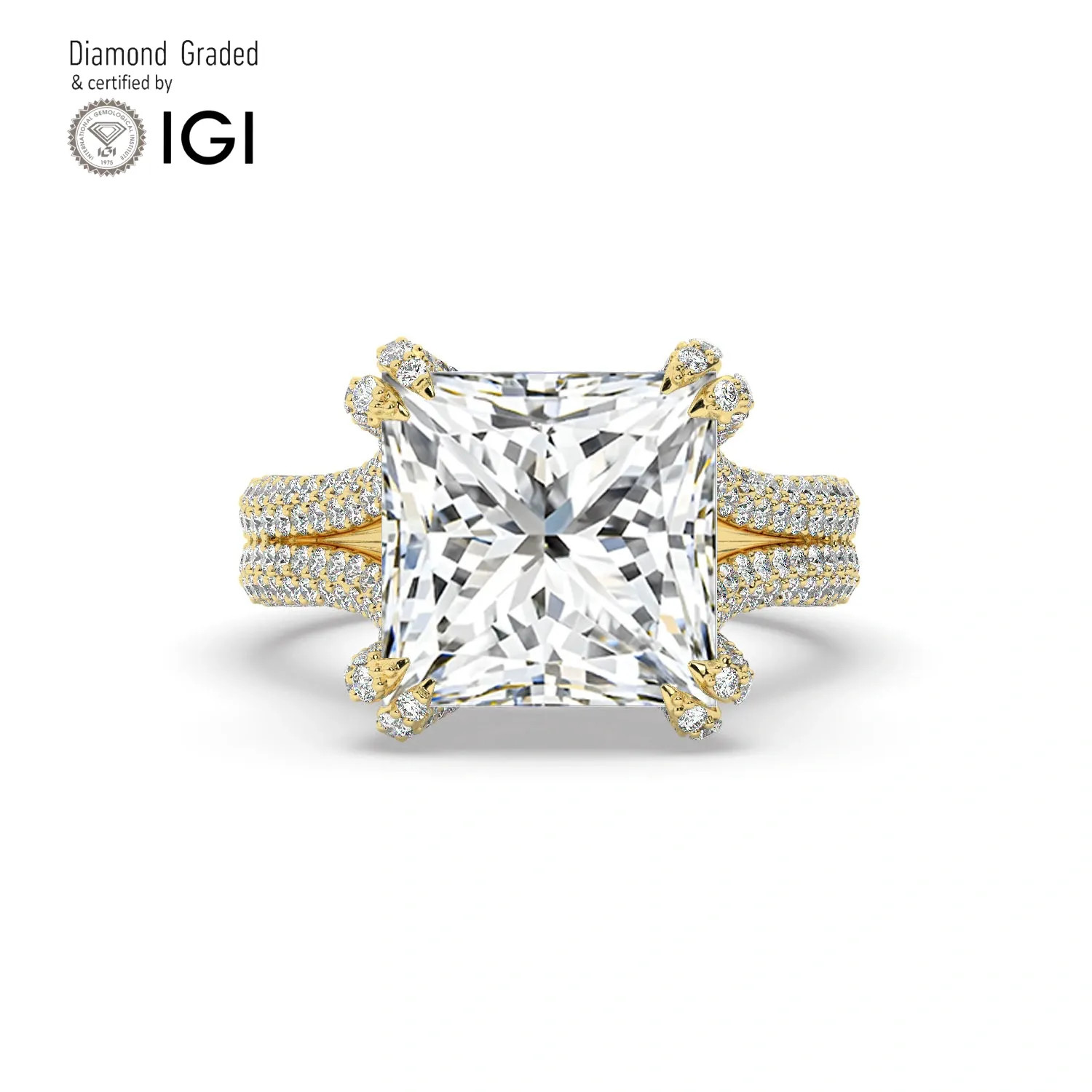 Princess Diamond Engagement Ring 14k Yellow Gold Labgrown 10.10 Ct Solitaire