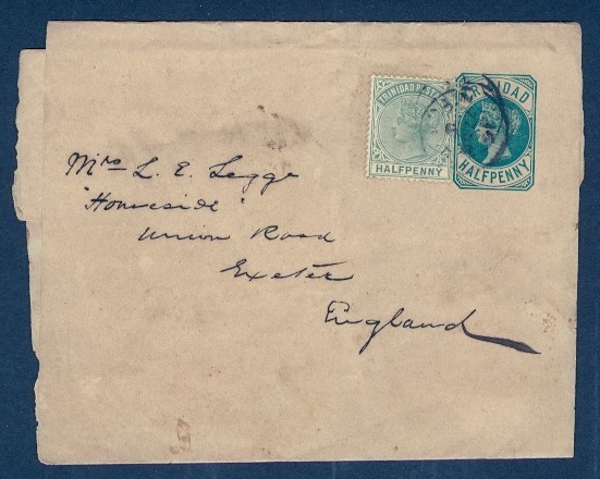 TRINIDAD ½P QV UPRATED WRAPPER TO UK