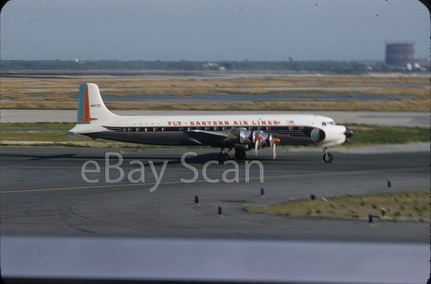 Original Slide - Vintage Eastern Airliens DC-7? in airport June 1958
