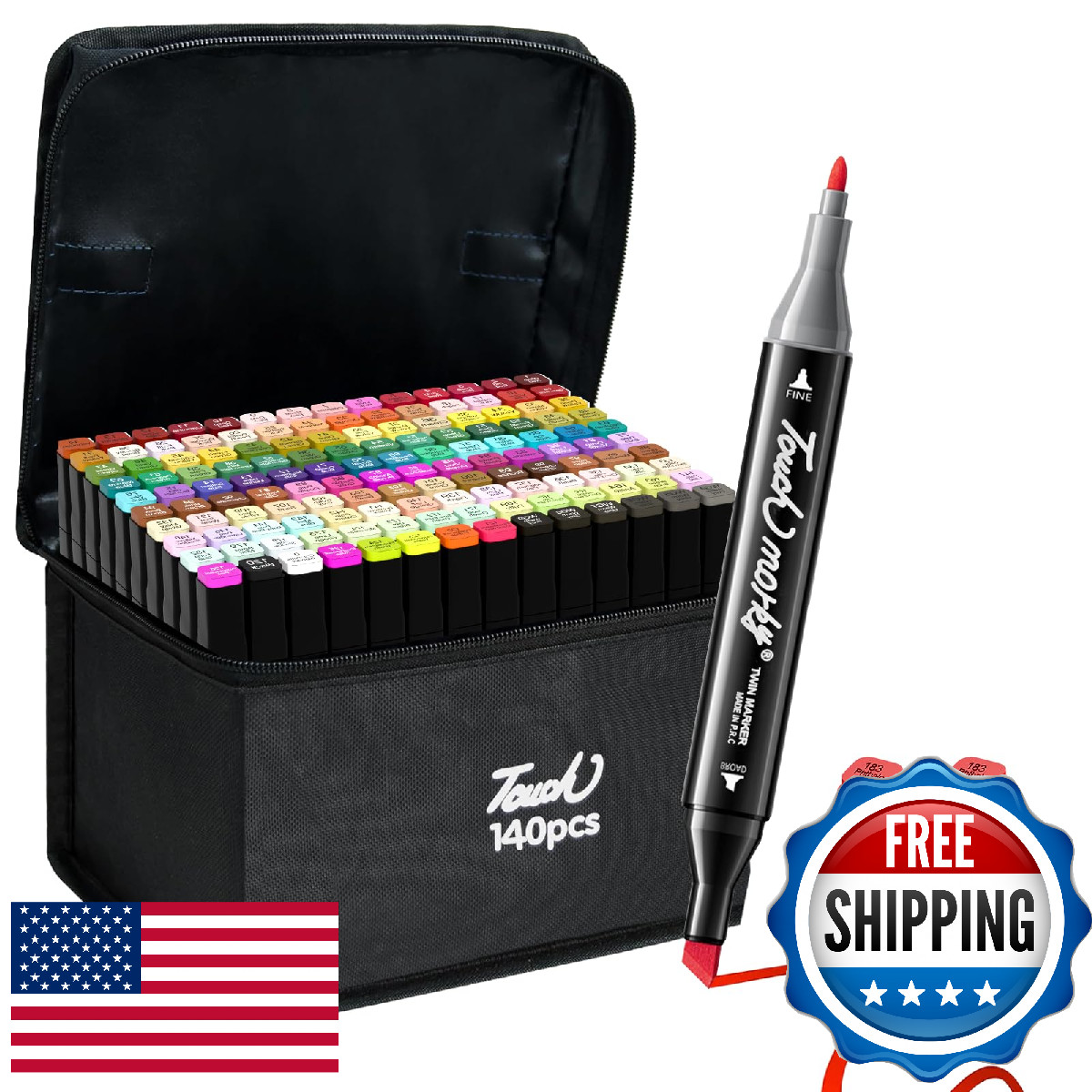 TenSine 140 Colors Alcohol Markers Double Tip Art Marker Set for Artist Broad Ch