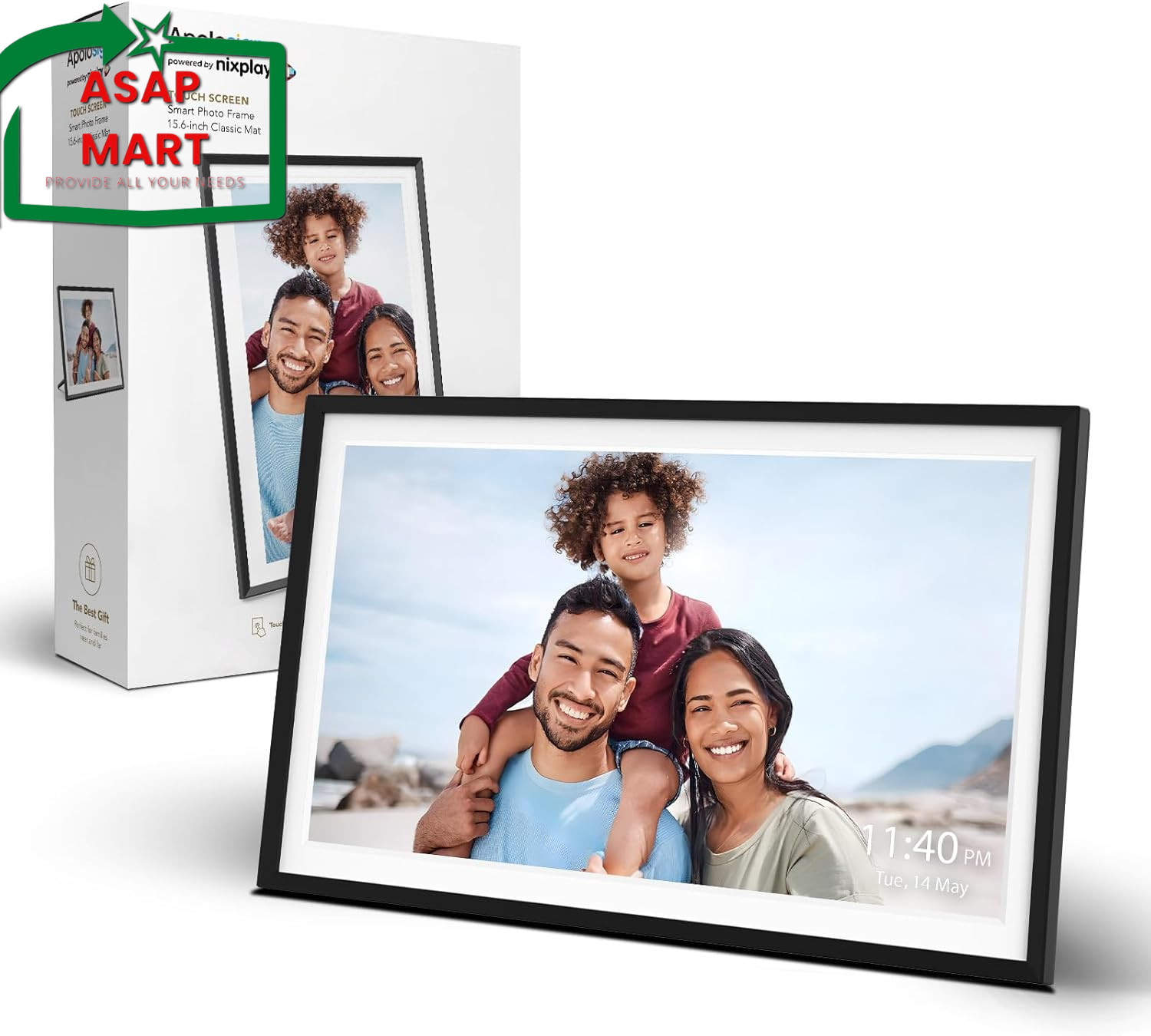 Apolosign Digital Picture Frame Powered by Nixplay, 15.6" Large Wifi Digital Pho