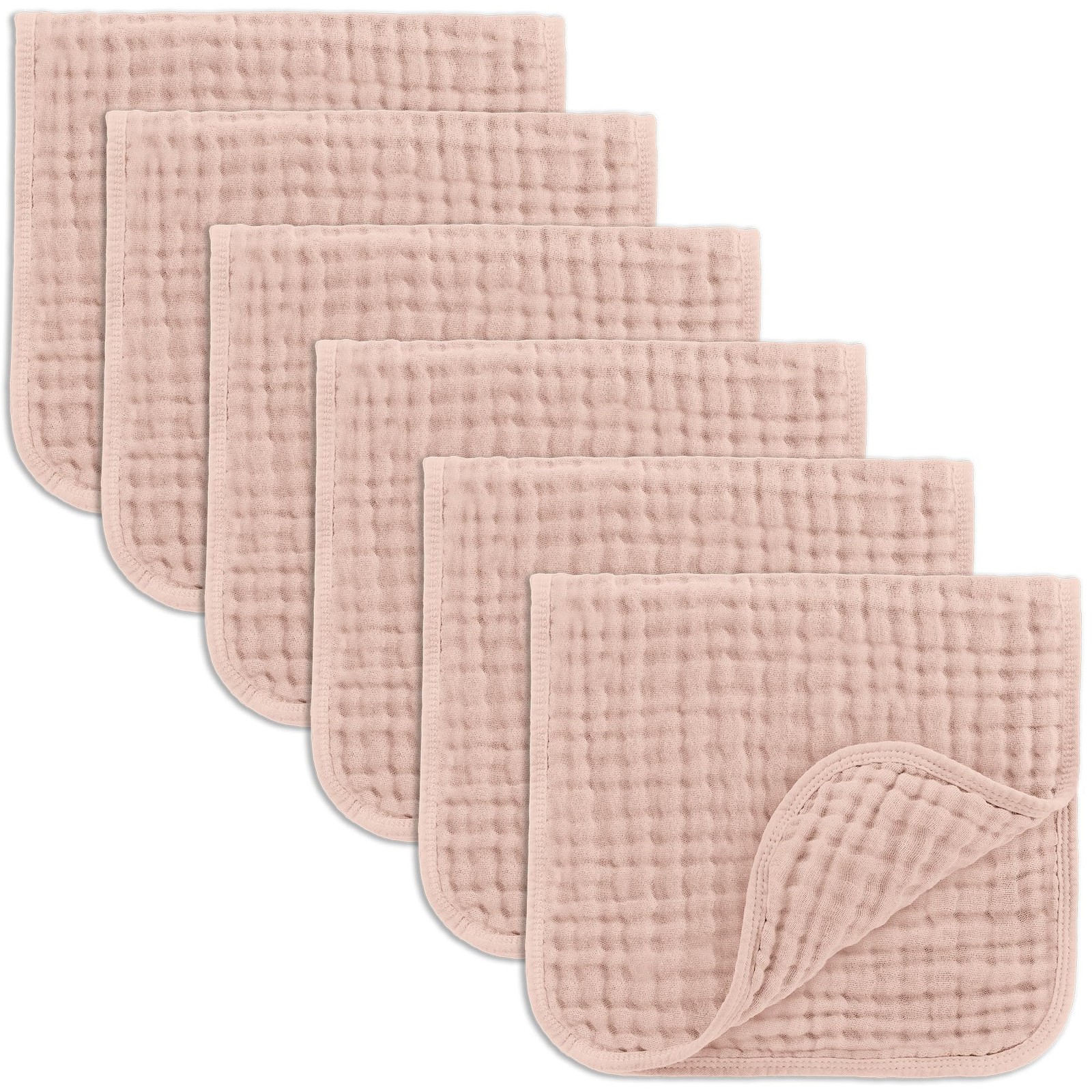 Muslin Burp Cloths 6 Pack 20 X10 Ultra Absorbent 100% Cotton Blush Comfy Cubs