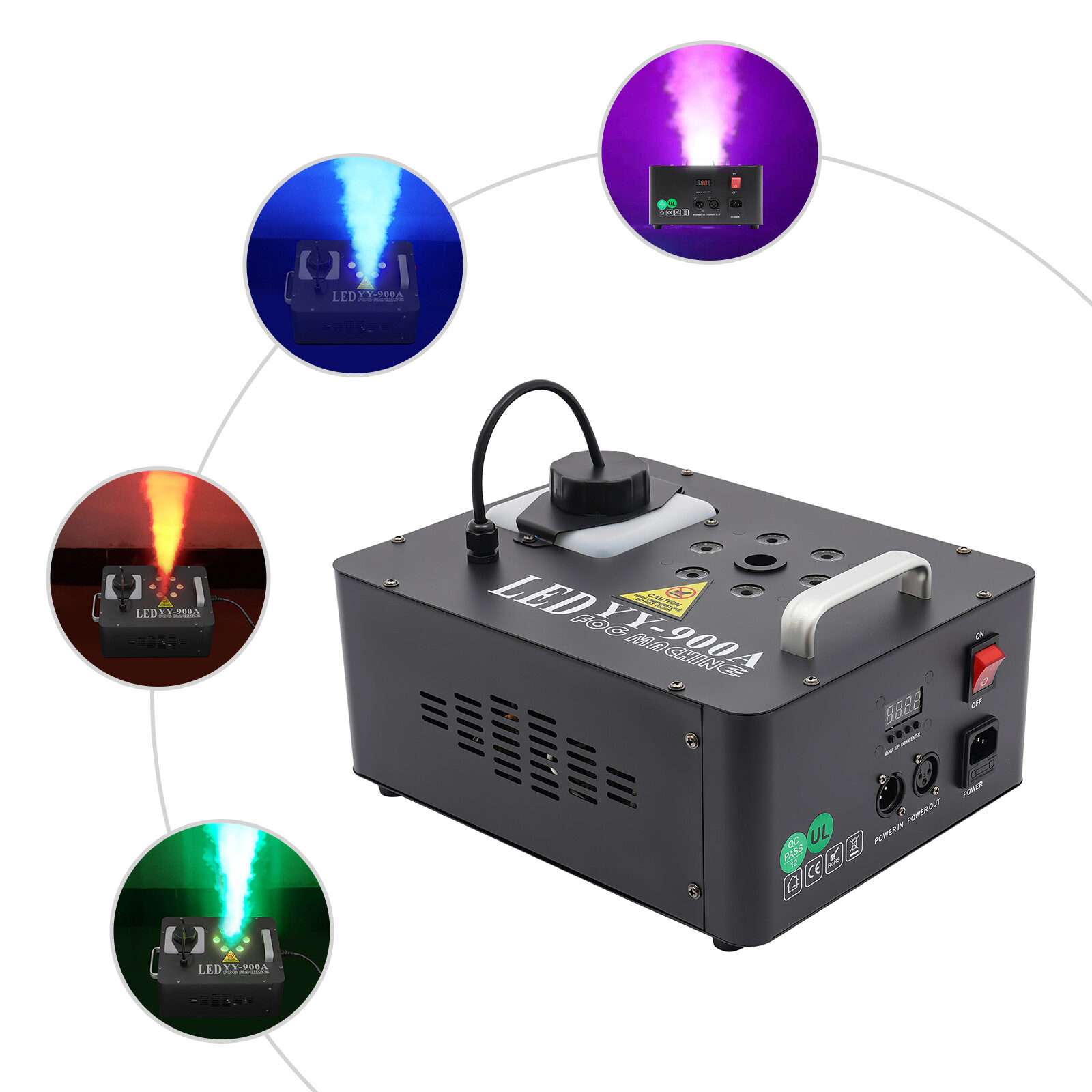 6LED DJ Geyser Smoke Fog Machine Pyro Stage Vertical Upspray Fogger DMX RGB